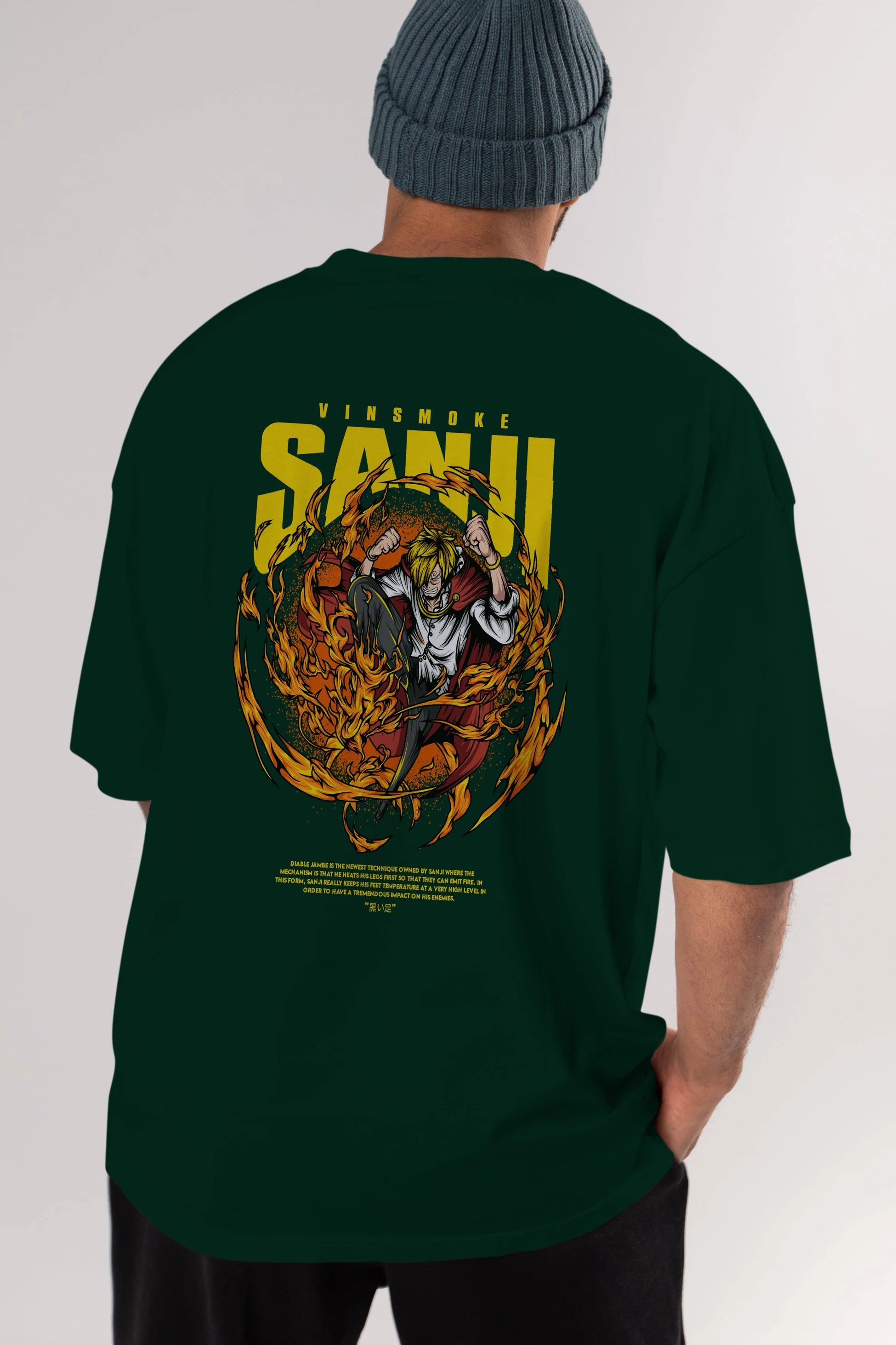 Vinsmoke Sanji Anime Arka Baskılı Oversize t-shirt Erkek Kadın Unisex