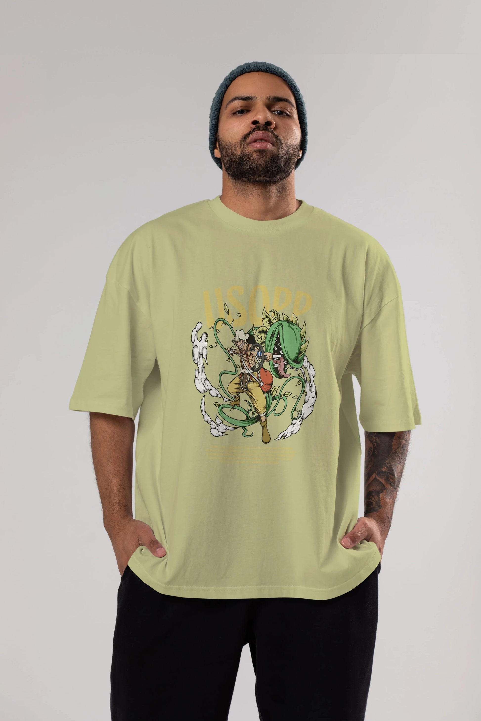 Usopp Anime Ön Baskılı Oversize t-shirt %100 pamuk Erkek Kadın Unisex