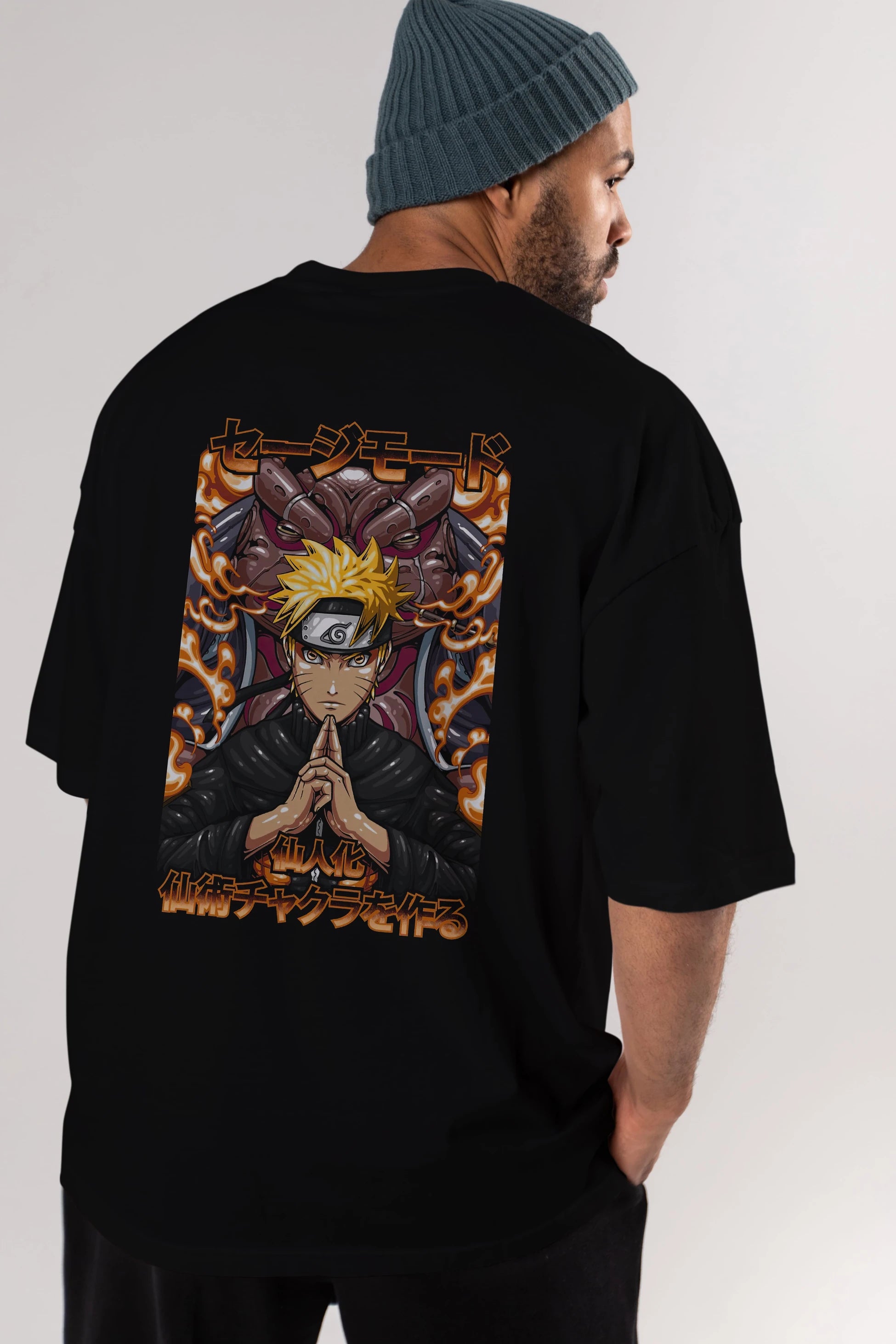 NARUTO (10) Anime Arka Baskılı Oversize t-shirt Erkek Kadın Unisex