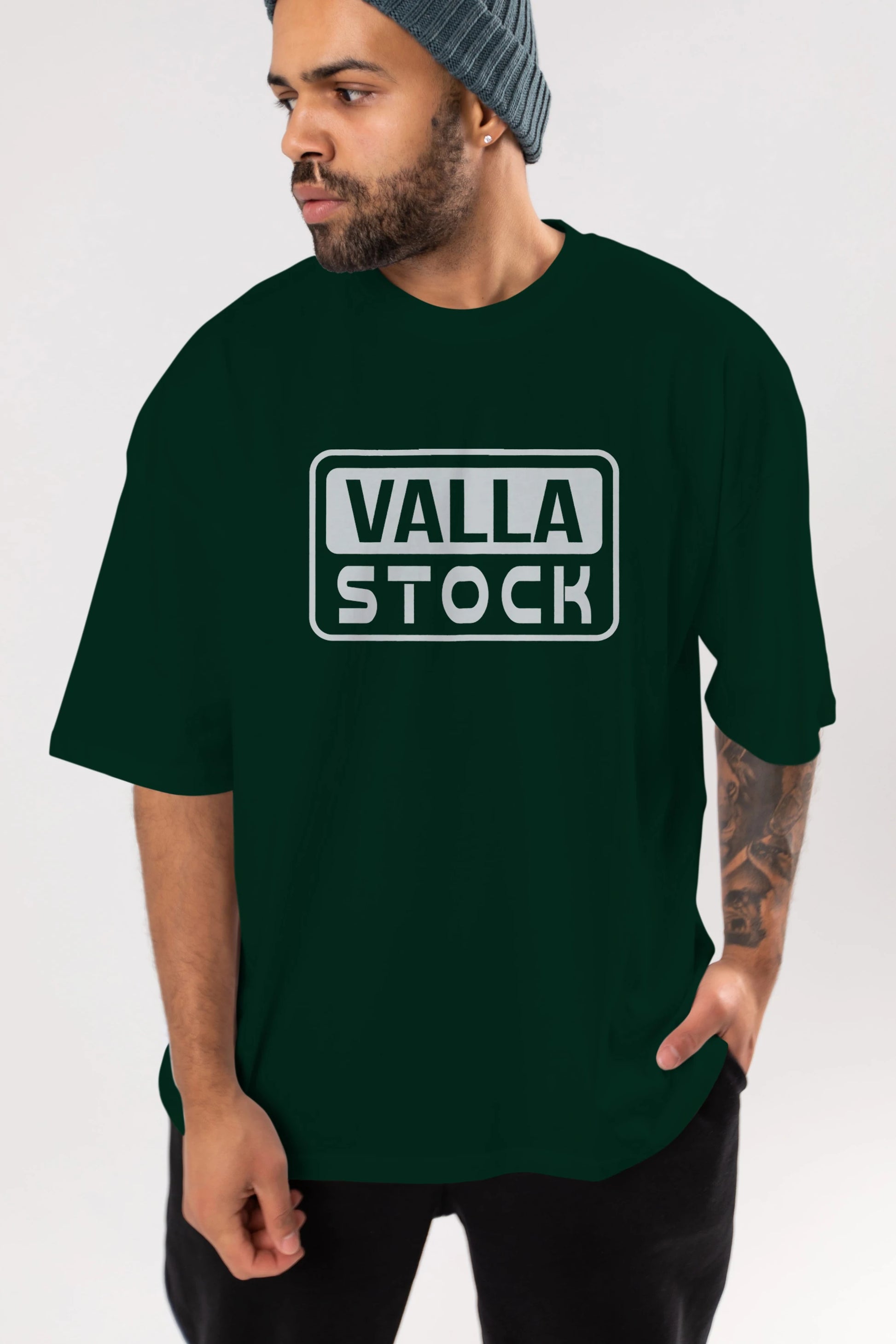 Valla Stock Ön Baskılı Oversize t-shirt %100 pamuk Erkek Kadın Unisex