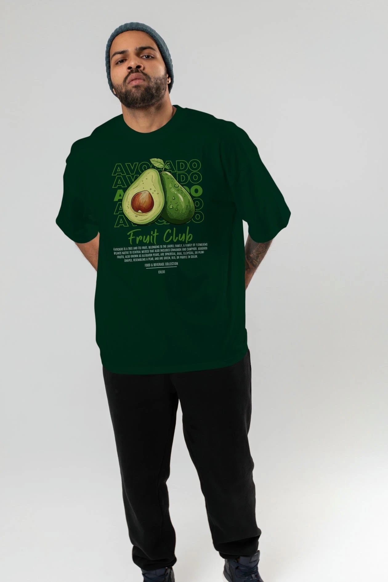 Avocado Ön Baskılı Oversize t-shirt Erkek Kadın Pamuk Bisiklet Yaka tişort