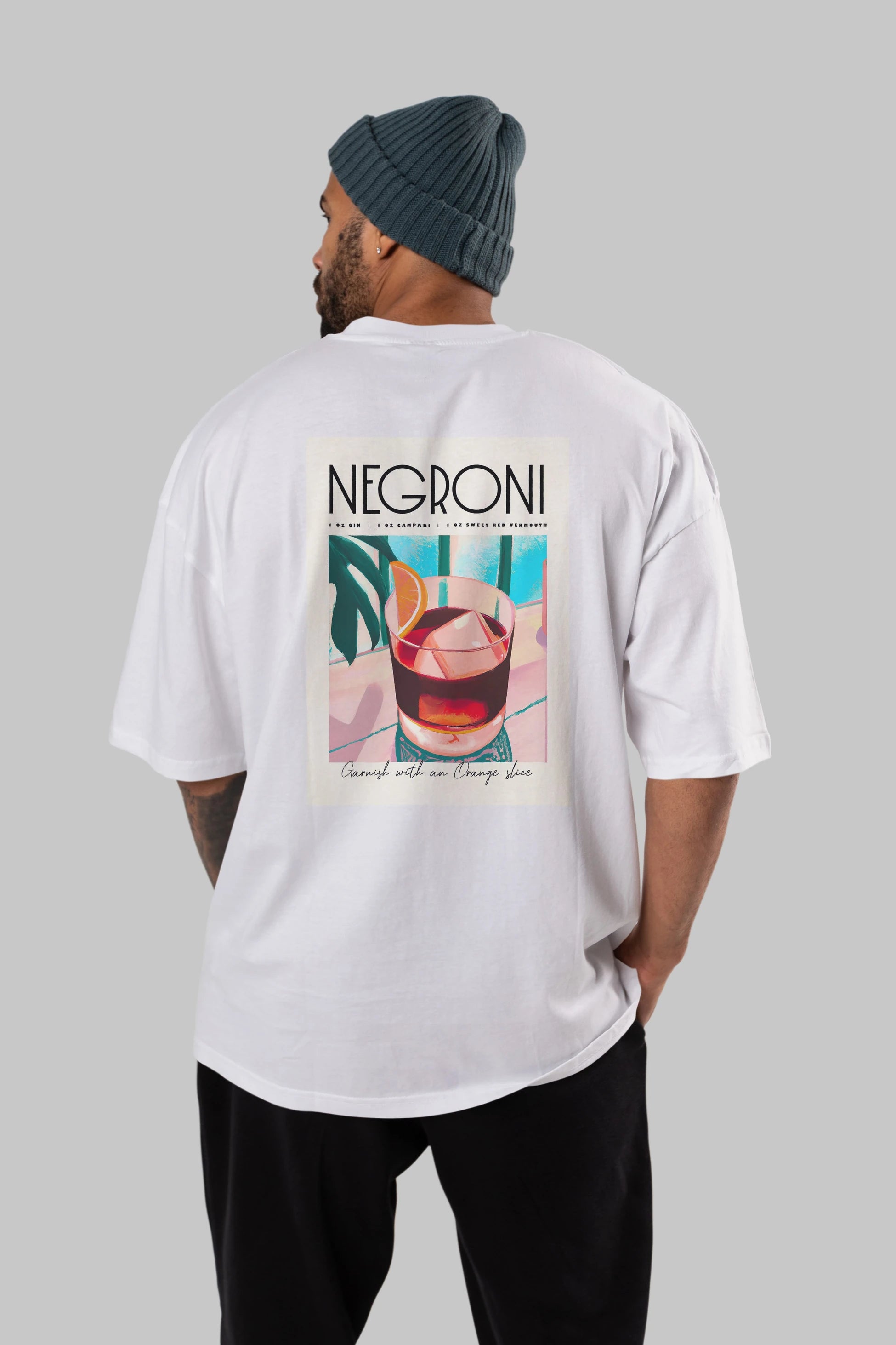 Negroni 4 Arka Baskılı Oversize t-shirt Erkek Kadın Unisex %100 Pamuk Bisiklet Yaka tişort