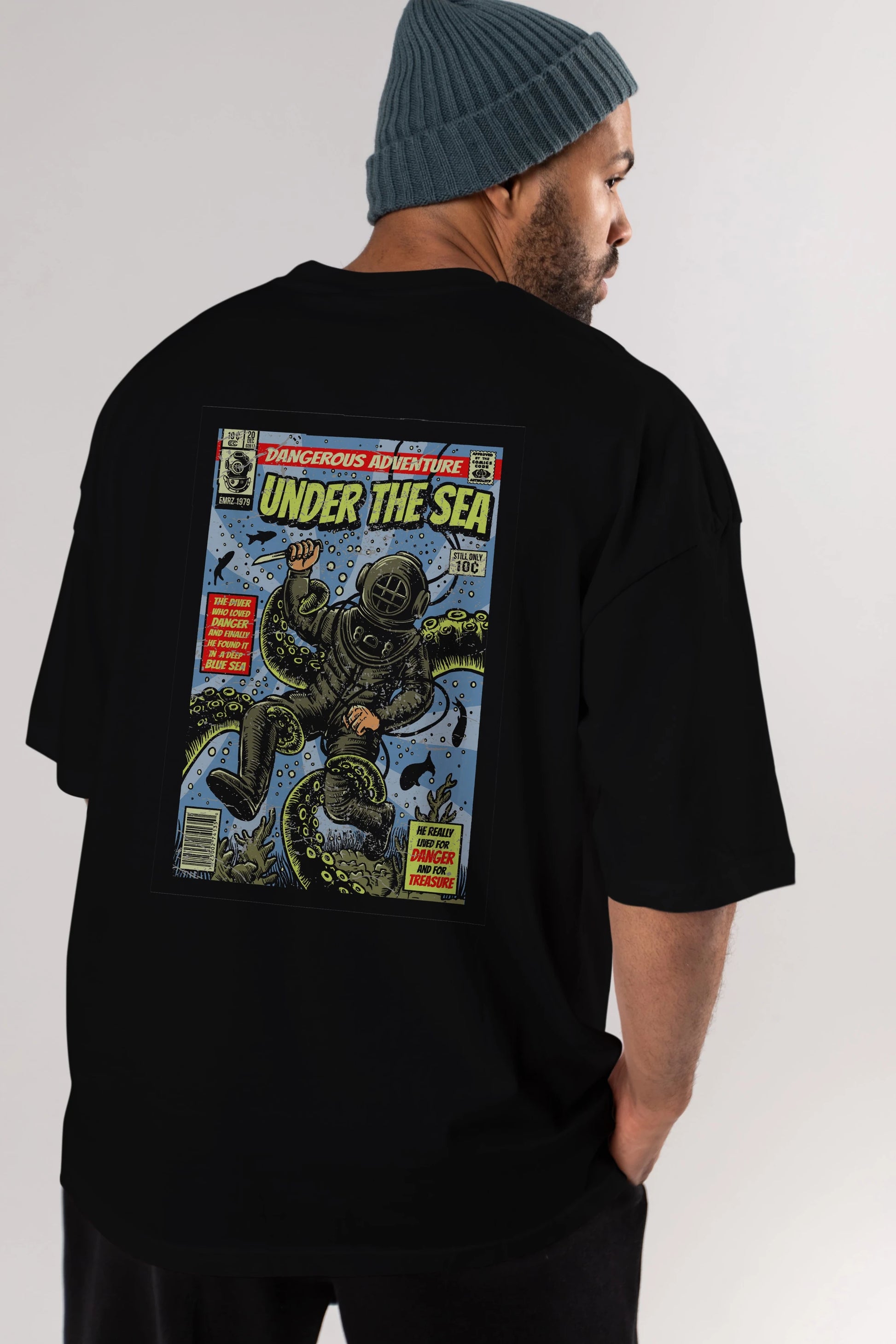 Under The Sea Arka Baskılı Oversize t-shirt Erkek Kadın Unisex %100 Pamuk