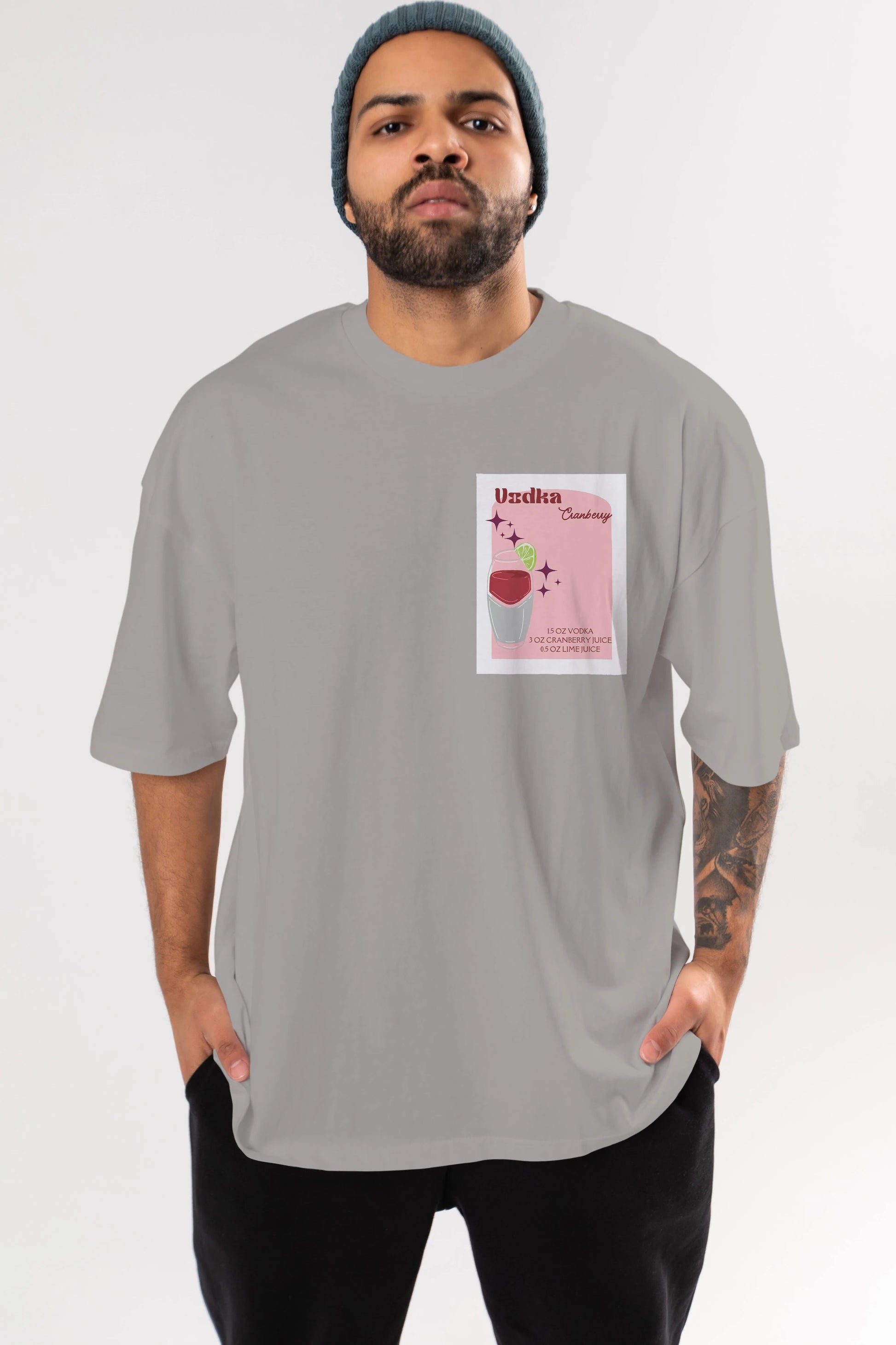 Vodka Cranberry 2 Ön Sol Baskılı Oversize t-shirt Erkek Kadın Unisex %100 Pamuk Bisiklet Yaka tişort