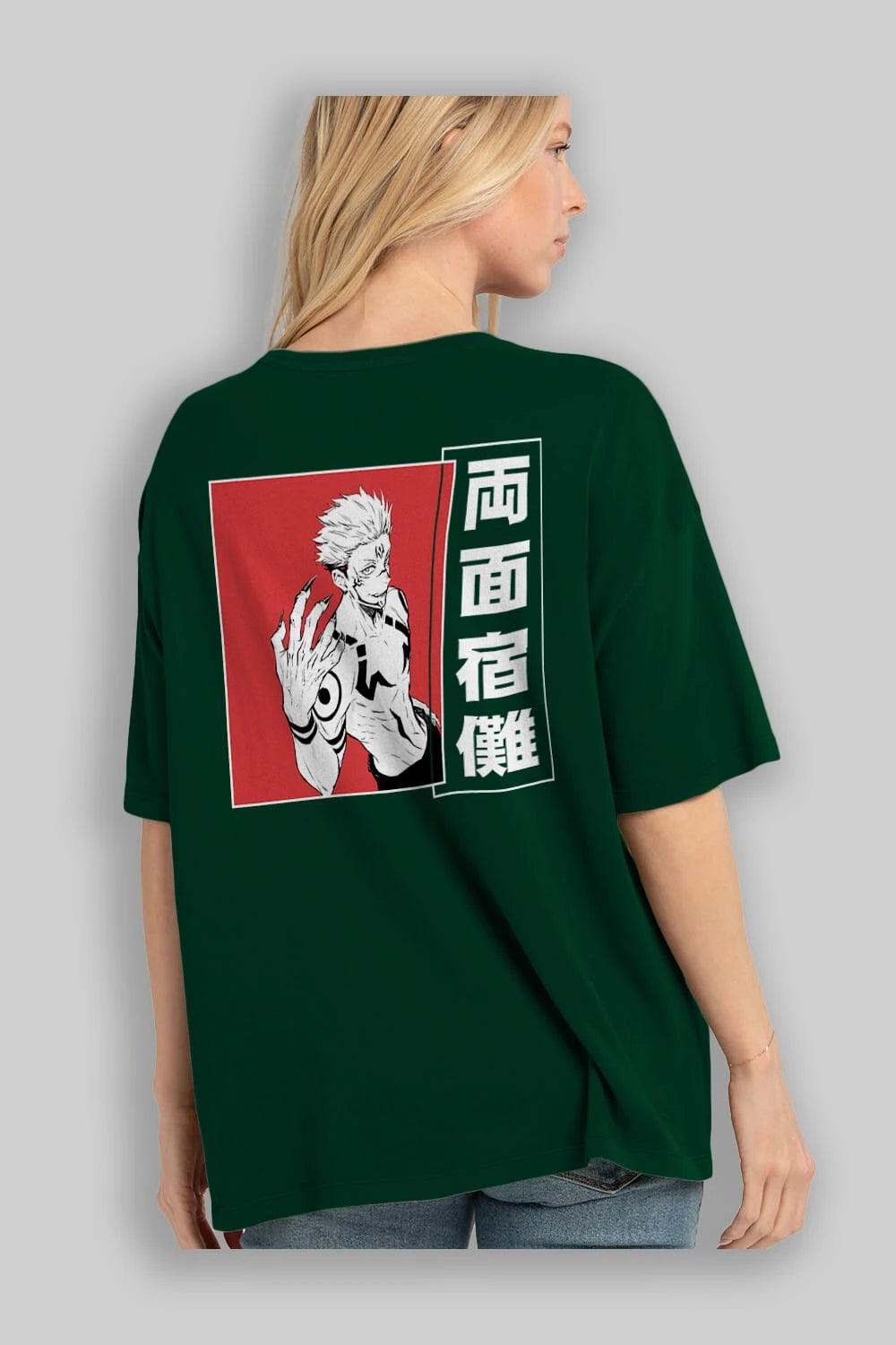 Sukuna Ryoumen 2 Anime Arka Baskılı Oversize t-shirt Erkek Kadın Unisex