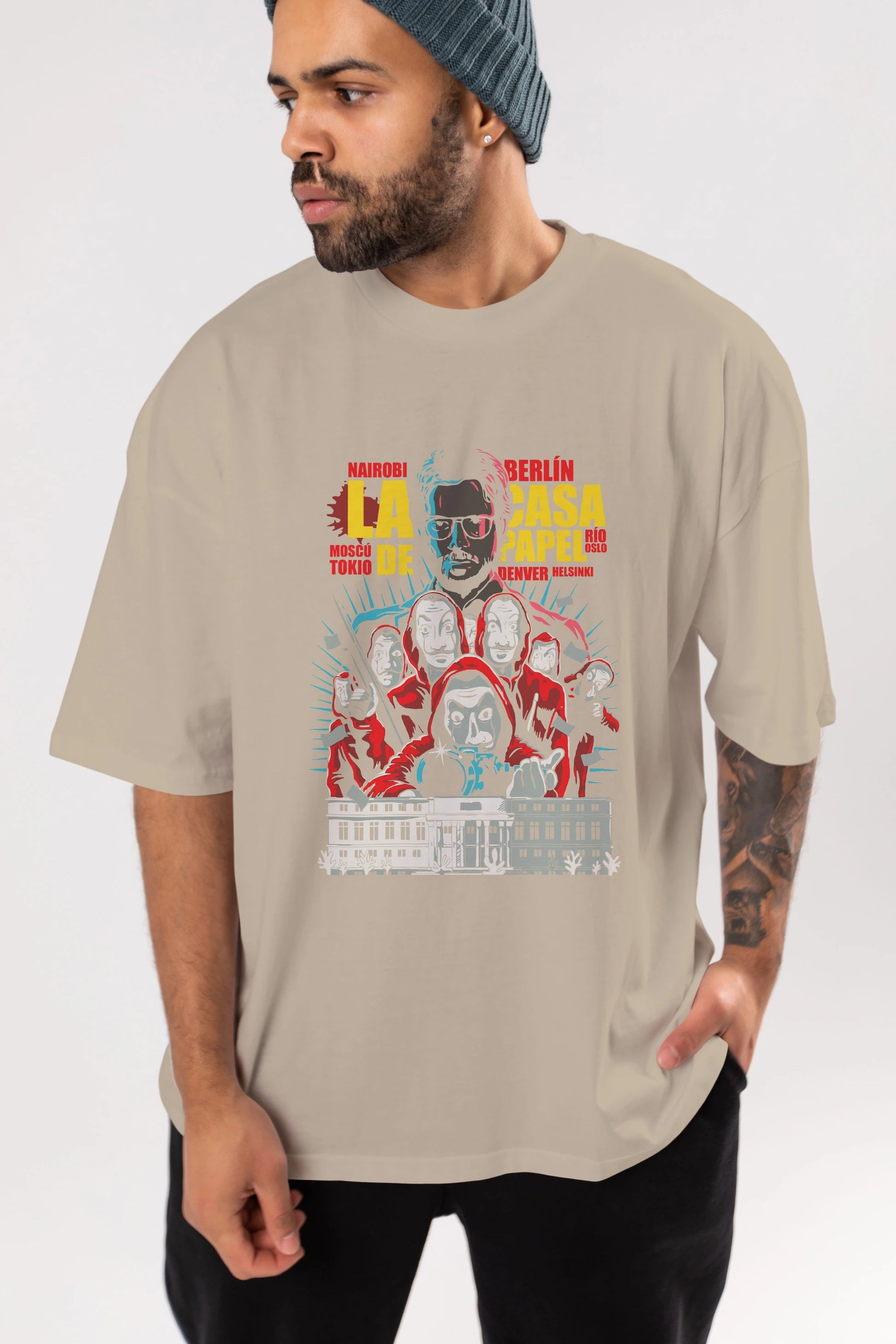 La Casa De Papel (6) Ön Baskılı Oversize t-shirt Erkek Kadın Unisex %100 Pamuk Bisiklet Yaka tişort