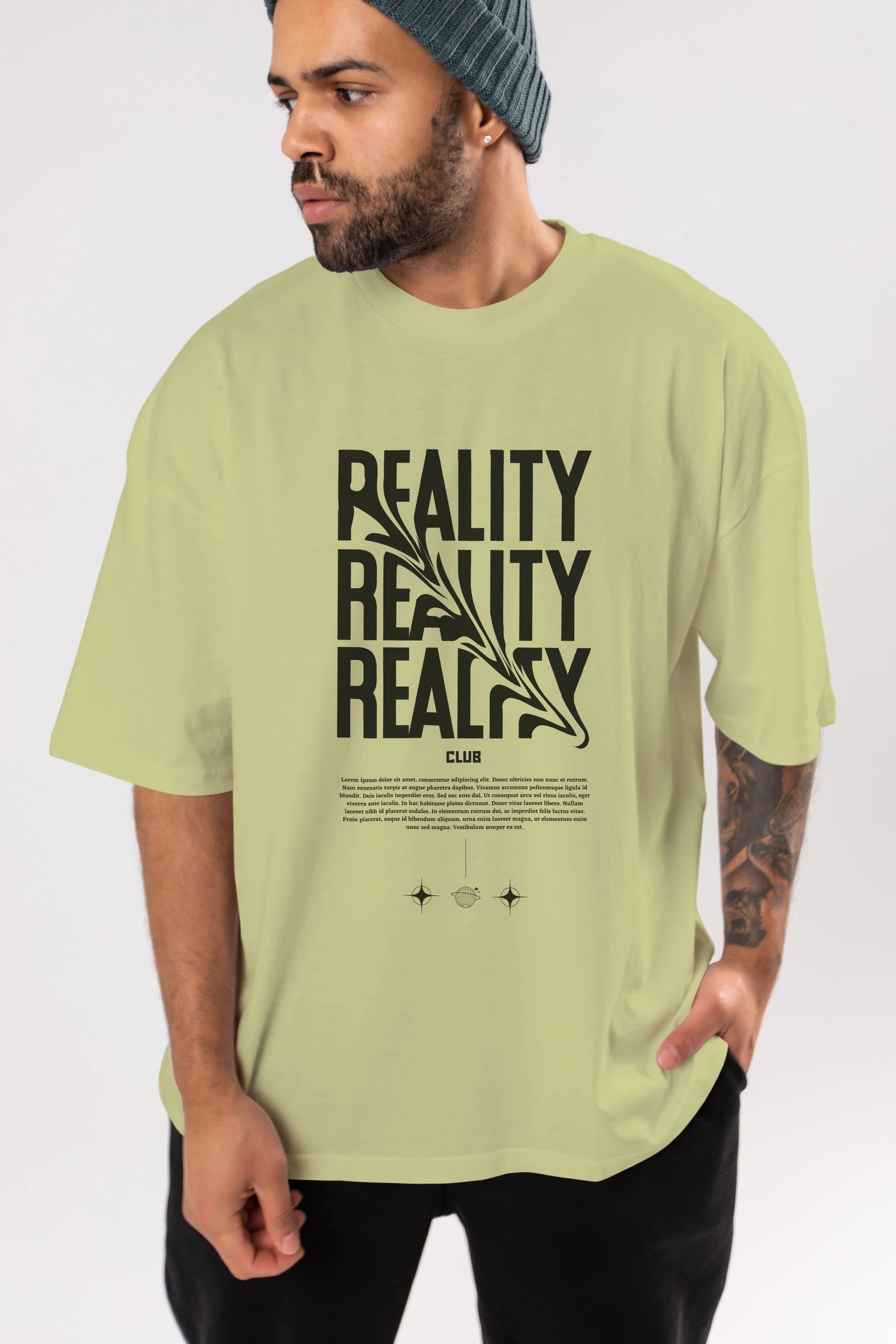 Reality Yazılı Ön Baskılı Oversize t-shirt Erkek Kadın Unisex