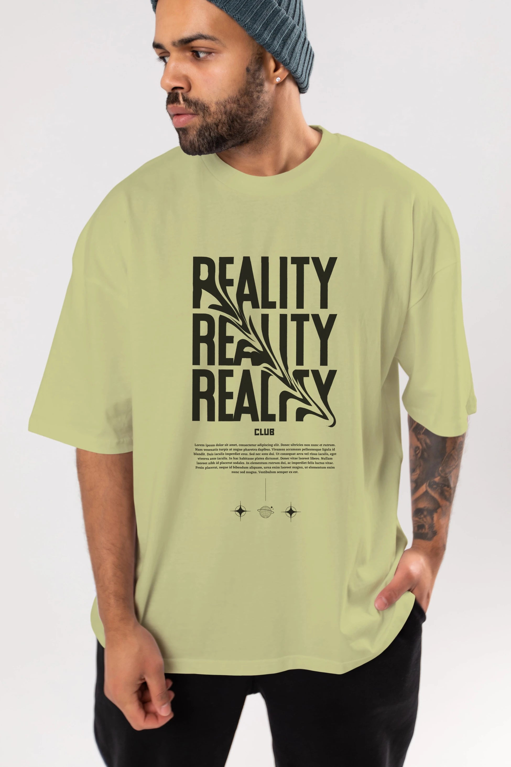 Reality Yazılı Ön Baskılı Oversize t-shirt Erkek Kadın Unisex