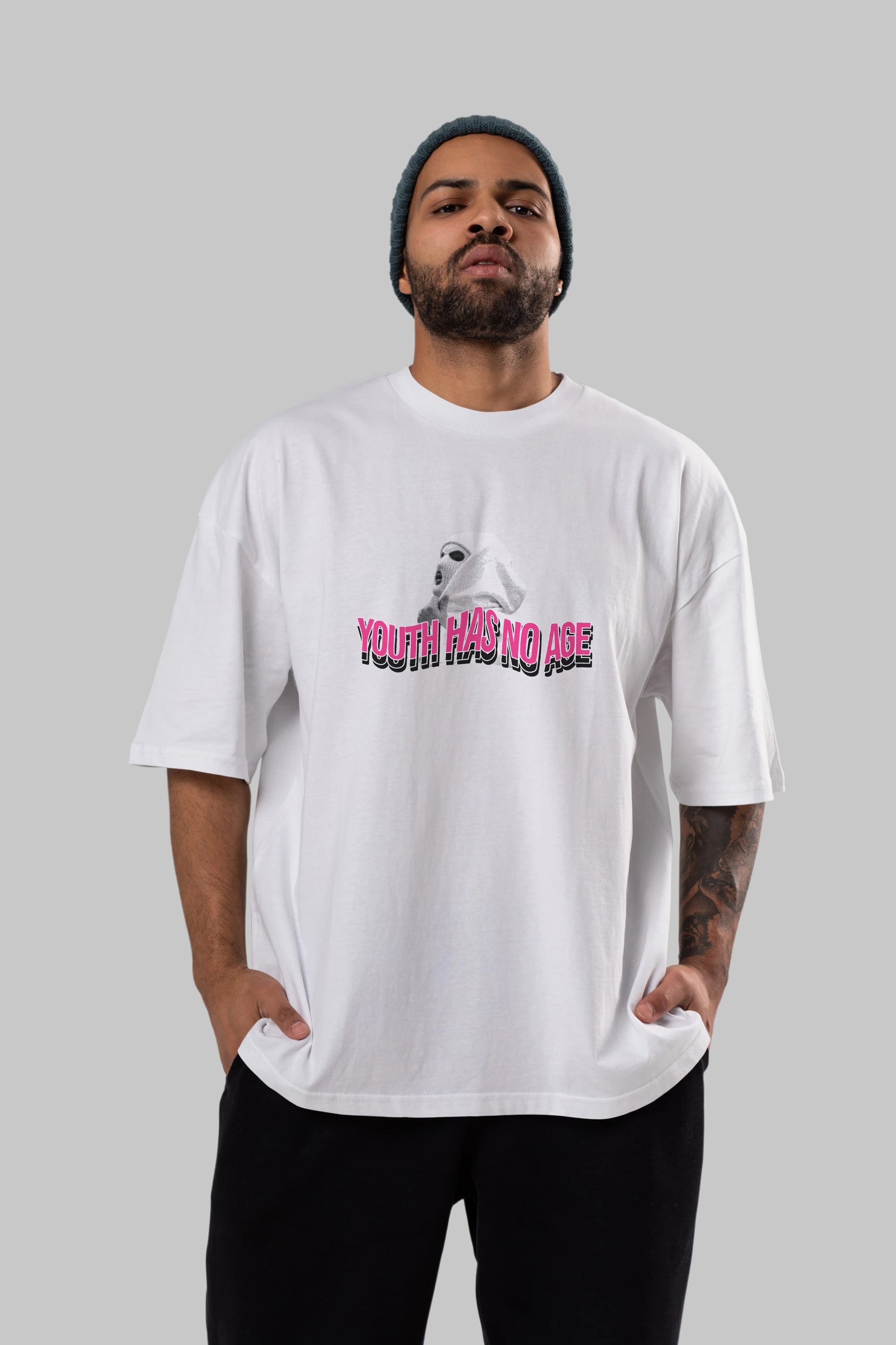 Youth Has No Age Ön Baskılı Oversize t-shirt Erkek Kadın Unisex