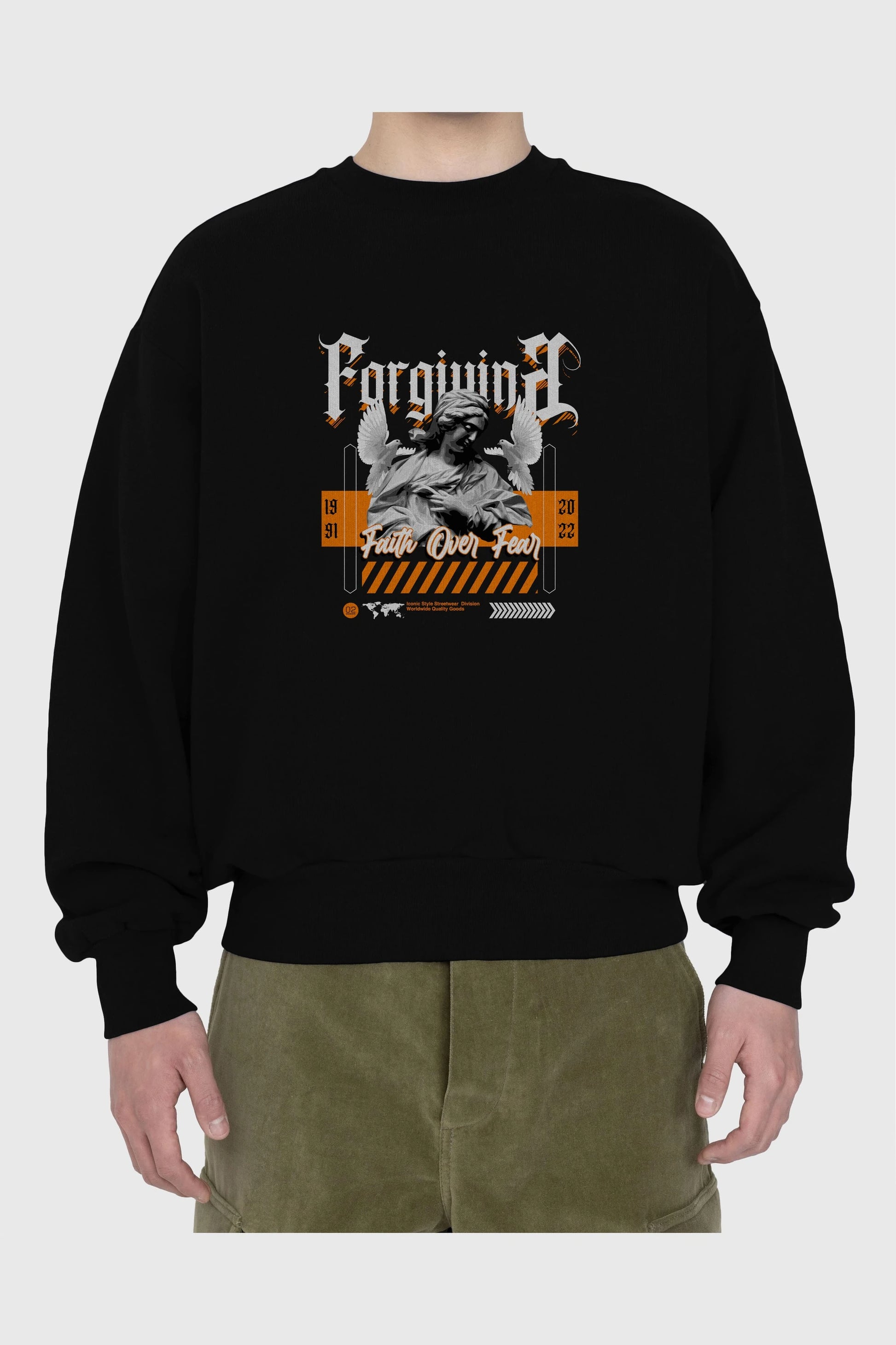 Faith Over Fear 2 Ön Baskılı Oversize Sweatshirt Erkek Kadın Unisex
