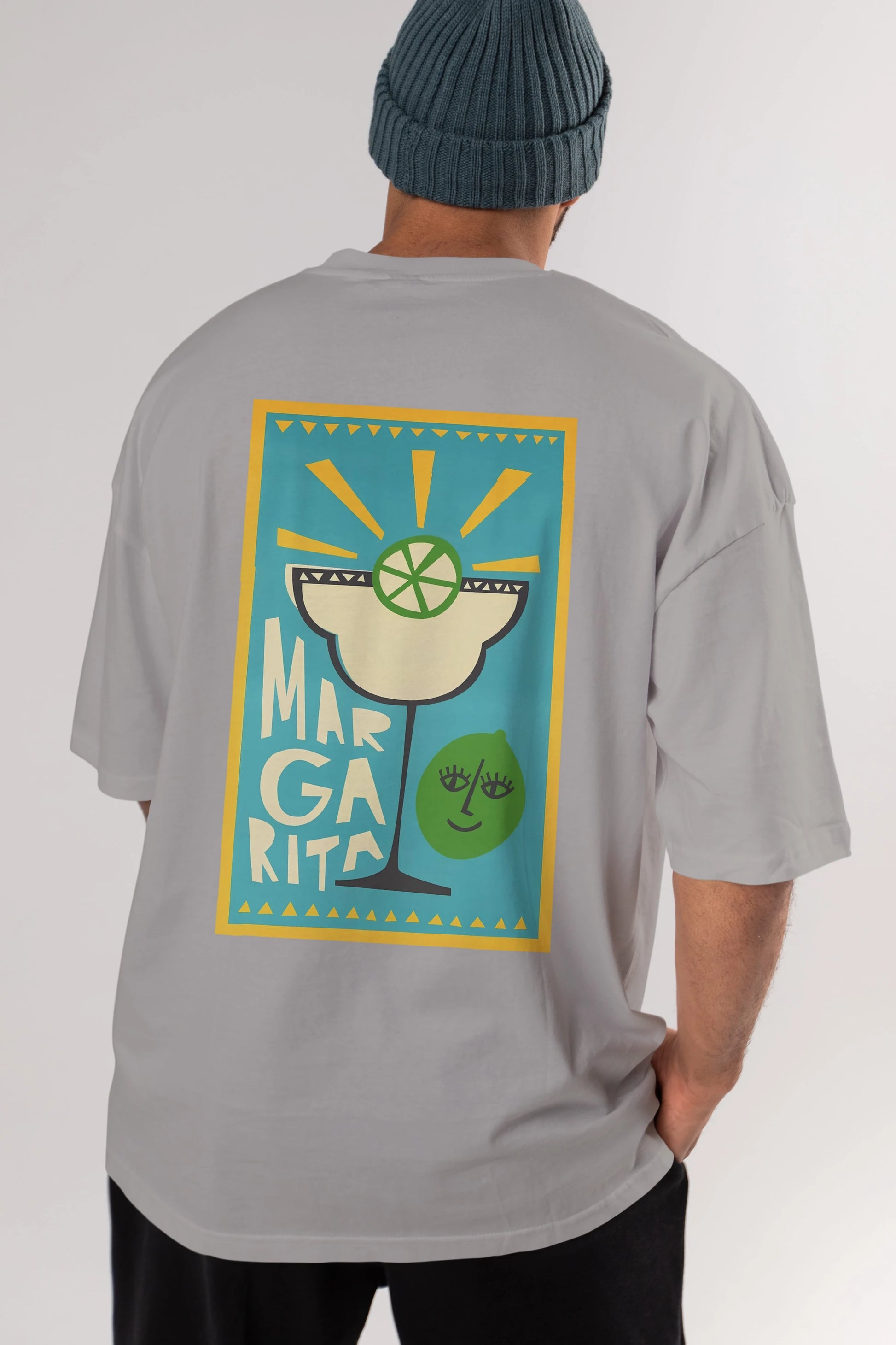Margarita 4 Arka Baskılı Oversize t-shirt Erkek Kadın Unisex %100 Pamuk Bisiklet Yaka tişort