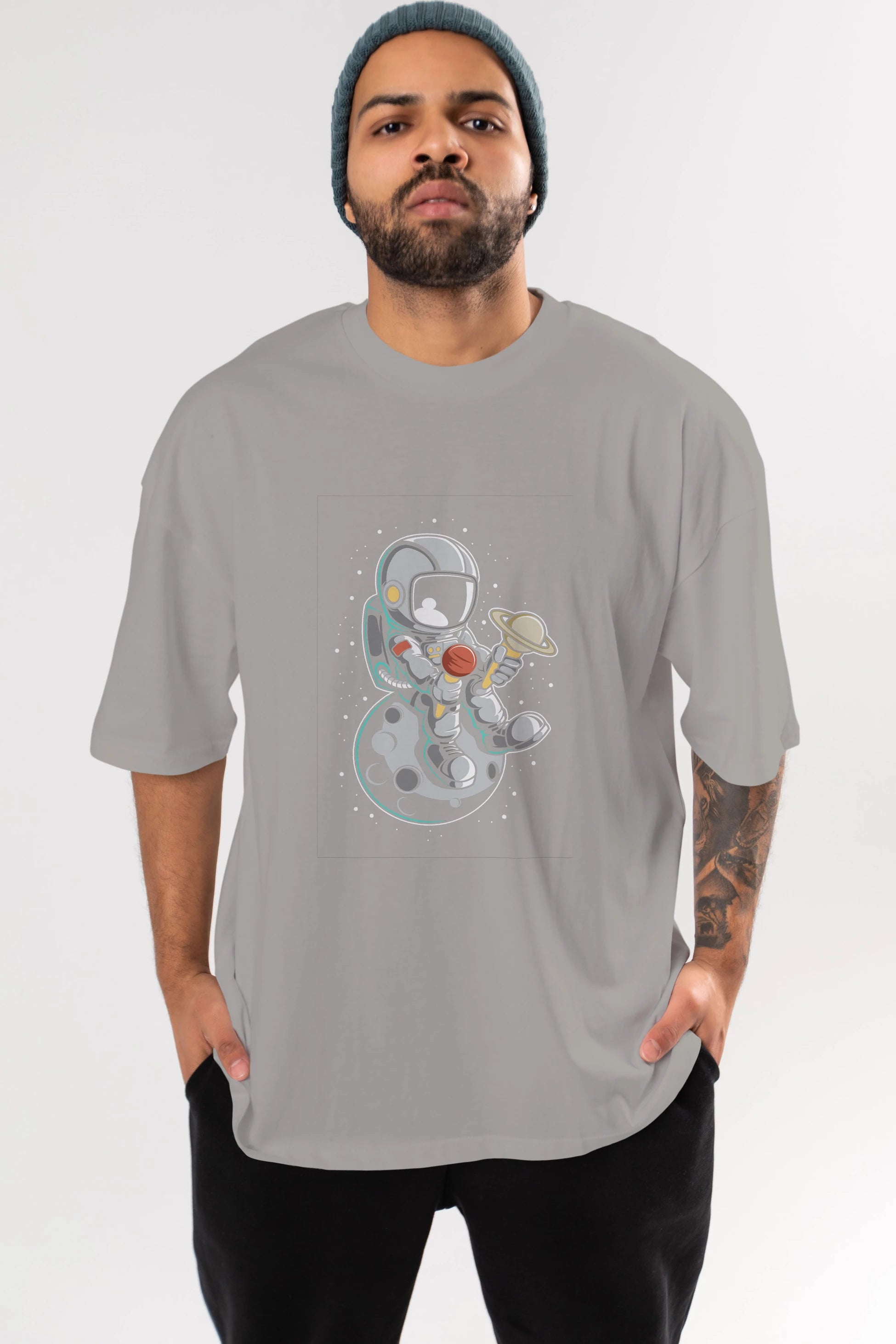 Astronaut Ice Cream (2) Ön Baskılı Oversize t-shirt Erkek Kadın Unisex