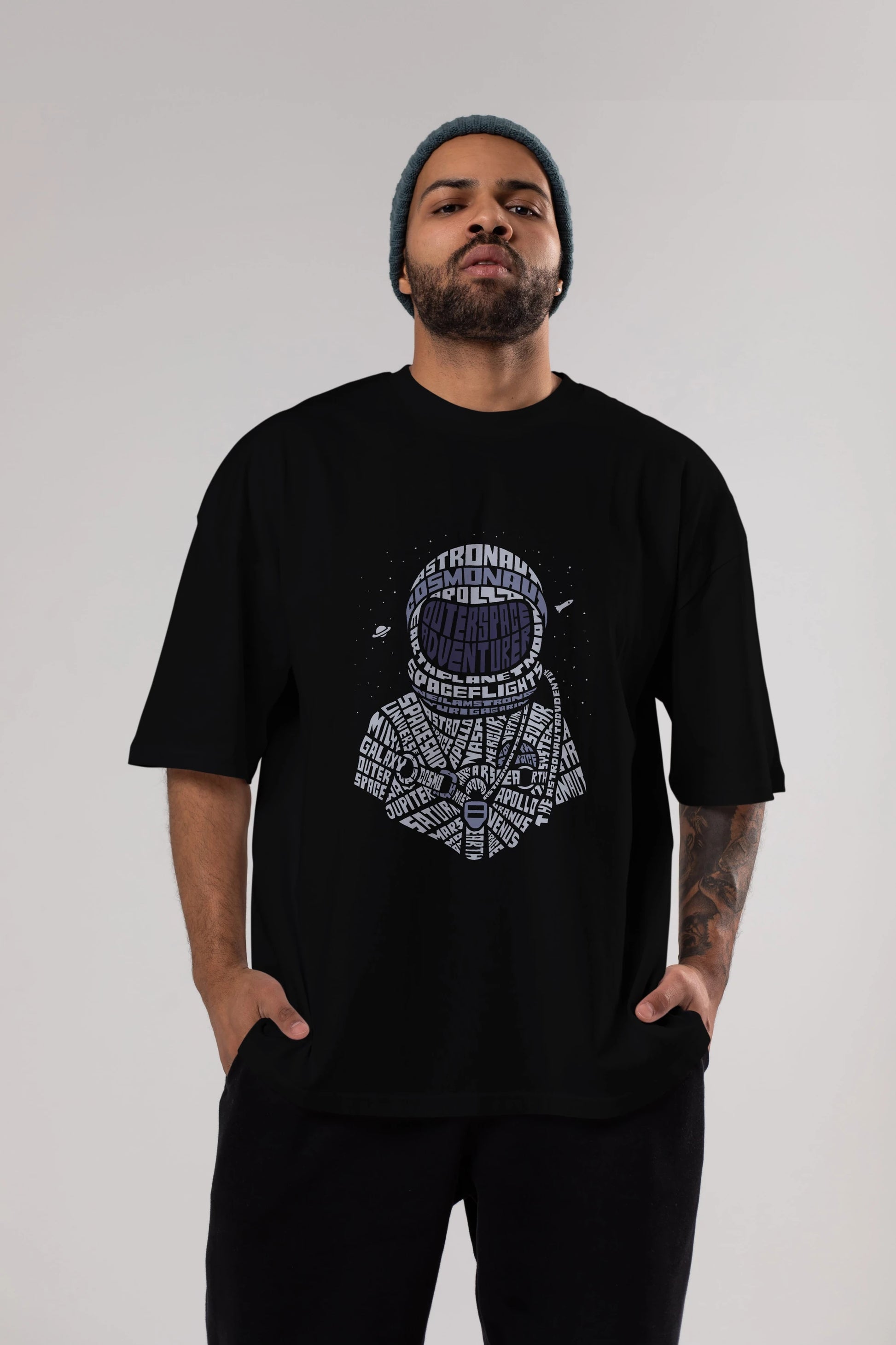 Astronaut Ön Baskılı Oversize t-shirt %100 pamuk Erkek Kadın Unisex