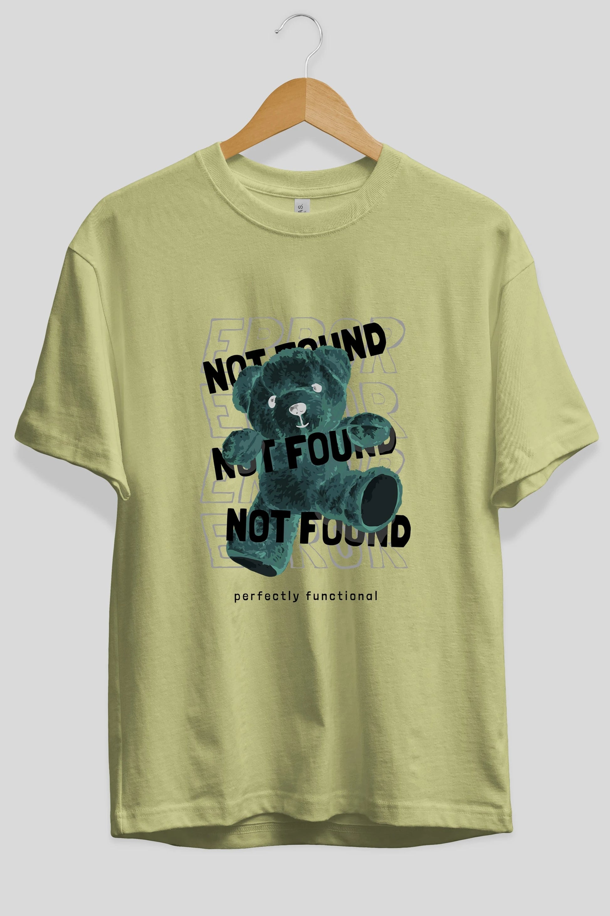 Error Not Found Bear Ön Baskılı Oversize t-shirt Erkek Kadın Unisex