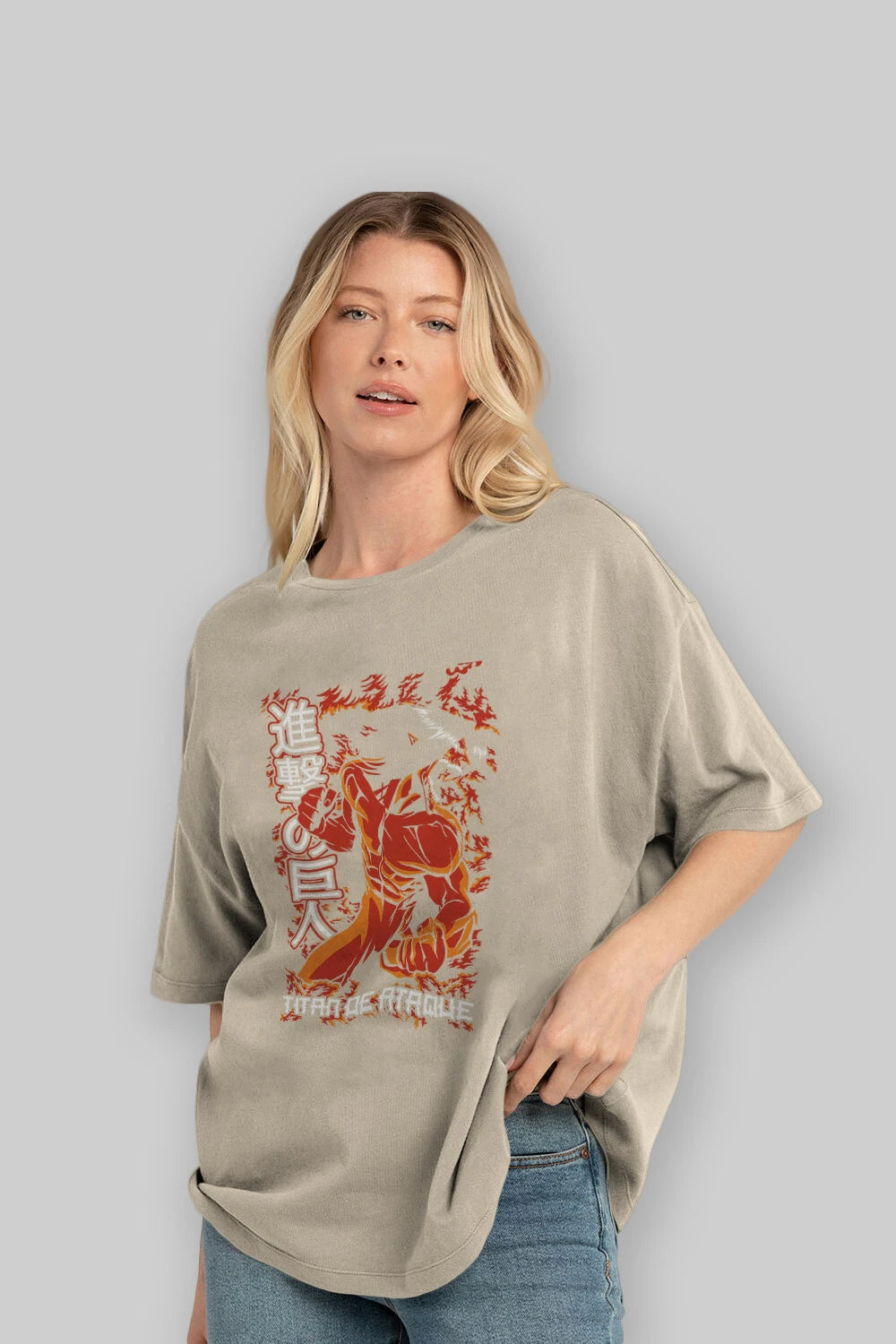 Eren Yeager Anime Ön Baskılı Oversize t-shirt Erkek Kadın Unisex