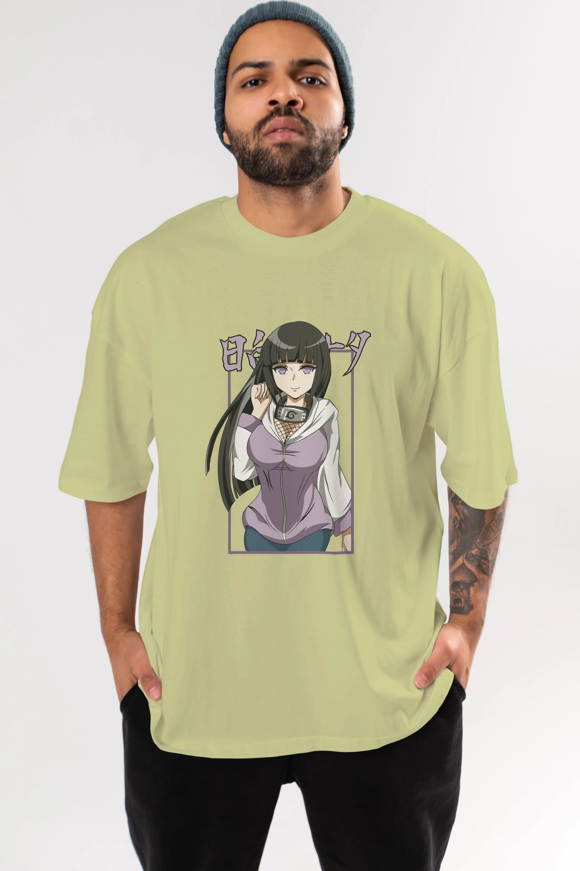 Hinata NARUTO Anime Ön Baskılı Oversize t-shirt %100 pamuk Erkek Kadın Unisex