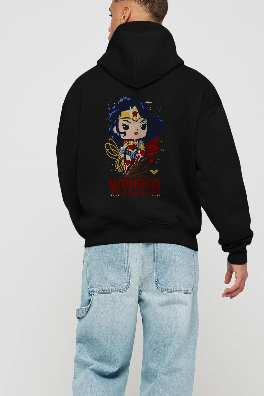 Wonder Woman (2) Arka Baskılı Hoodie Oversize Kapüşonlu Sweatshirt Erkek Kadın Unisex