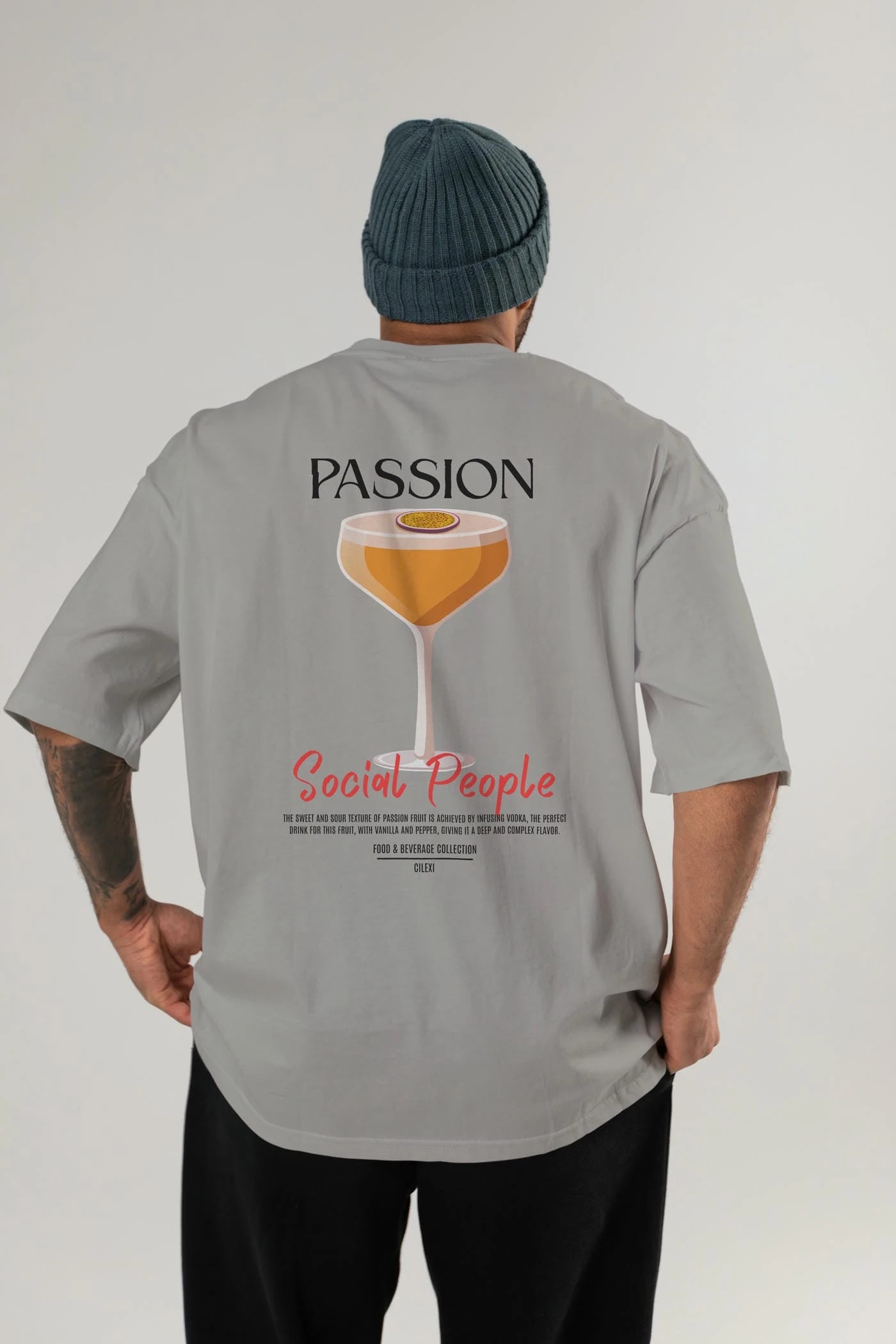 Passion Kokteyl Serisi Baskılı Oversize t-shirt Erkek Kadın Unisex %100 Pamuk Bisiklet Yaka tişort