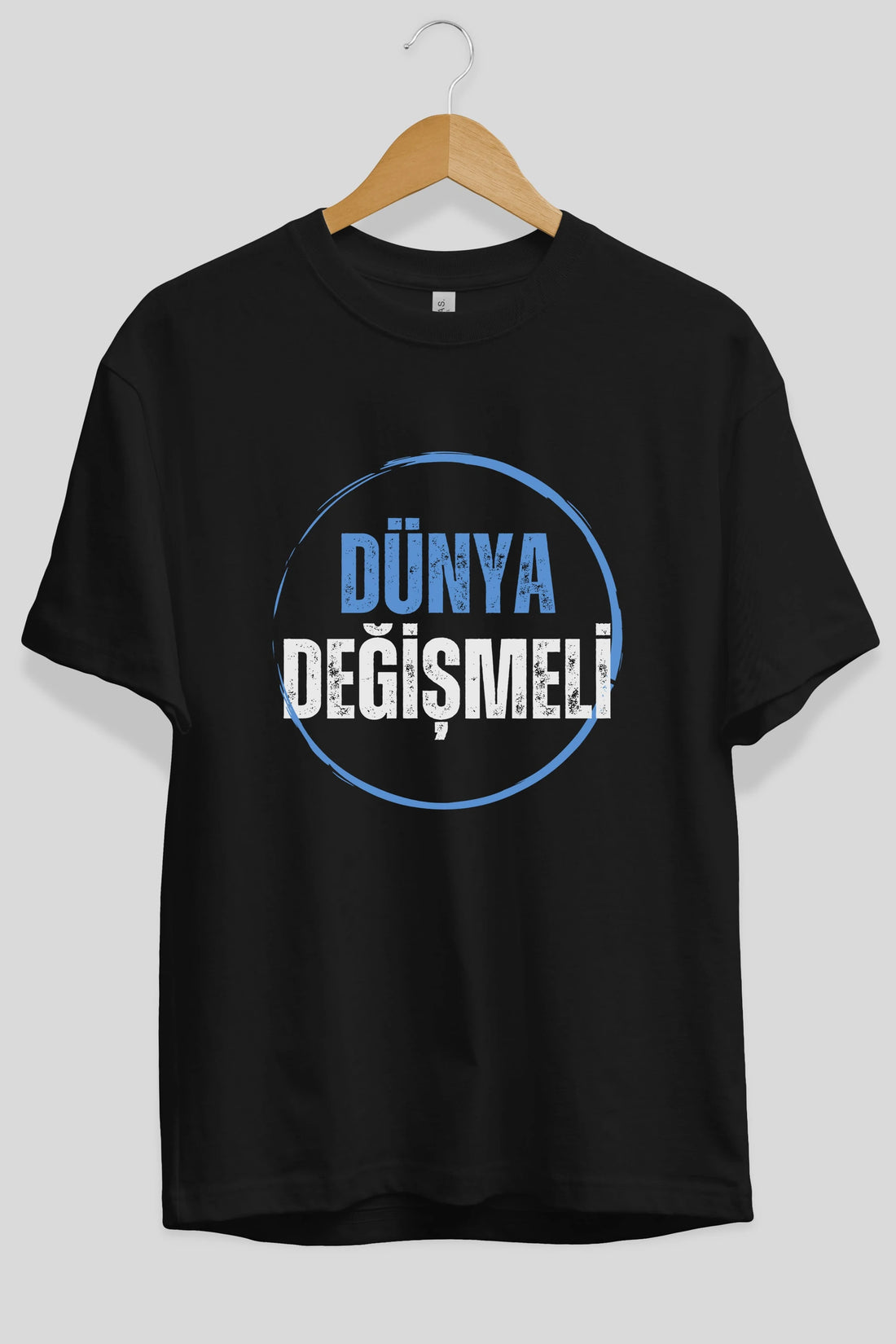 Dünya Değişmeli Yazılı Ön Baskılı Oversize t-shirt Erkek Kadın Unisex