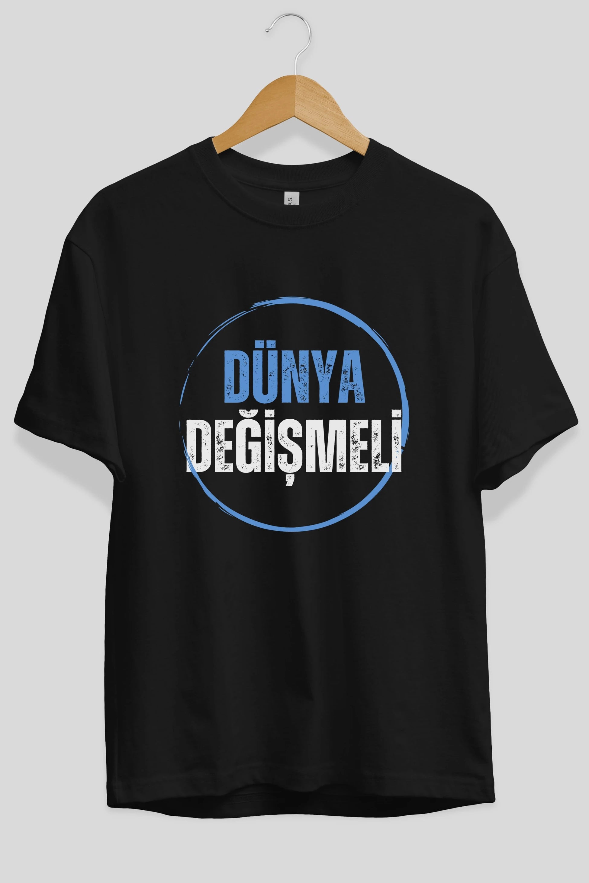 Dünya Değişmeli Yazılı Ön Baskılı Oversize t-shirt Erkek Kadın Unisex