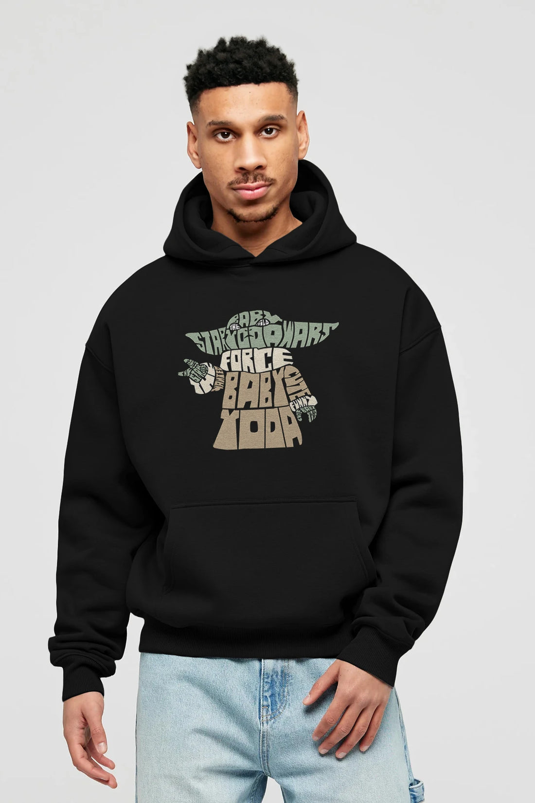 Baby Yoda Ön Baskılı Hoodie Oversize Kapüşonlu Sweatshirt Erkek Kadın Unisex