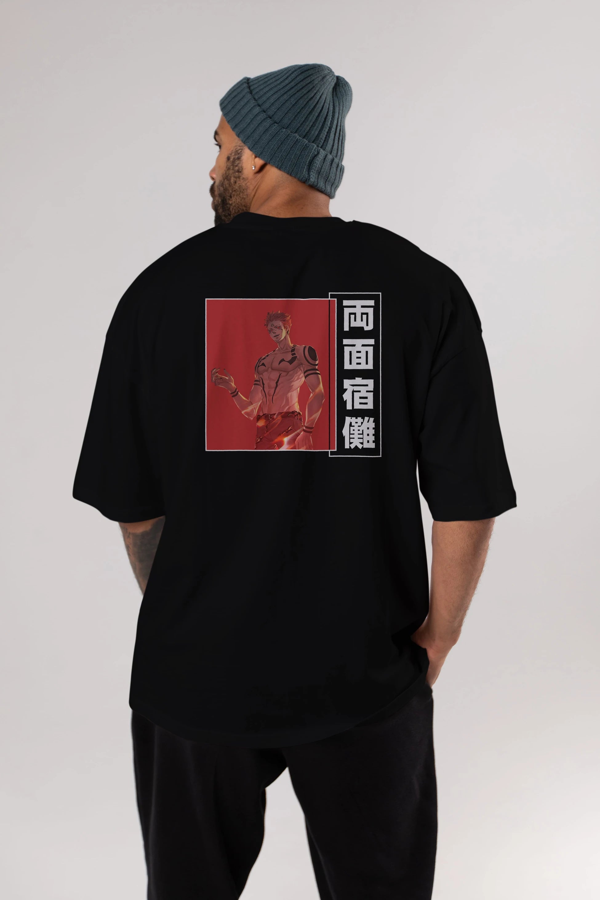 Sukuna Ryoumen 3 Anime Arka Baskılı Oversize t-shirt Erkek Kadın Unisex