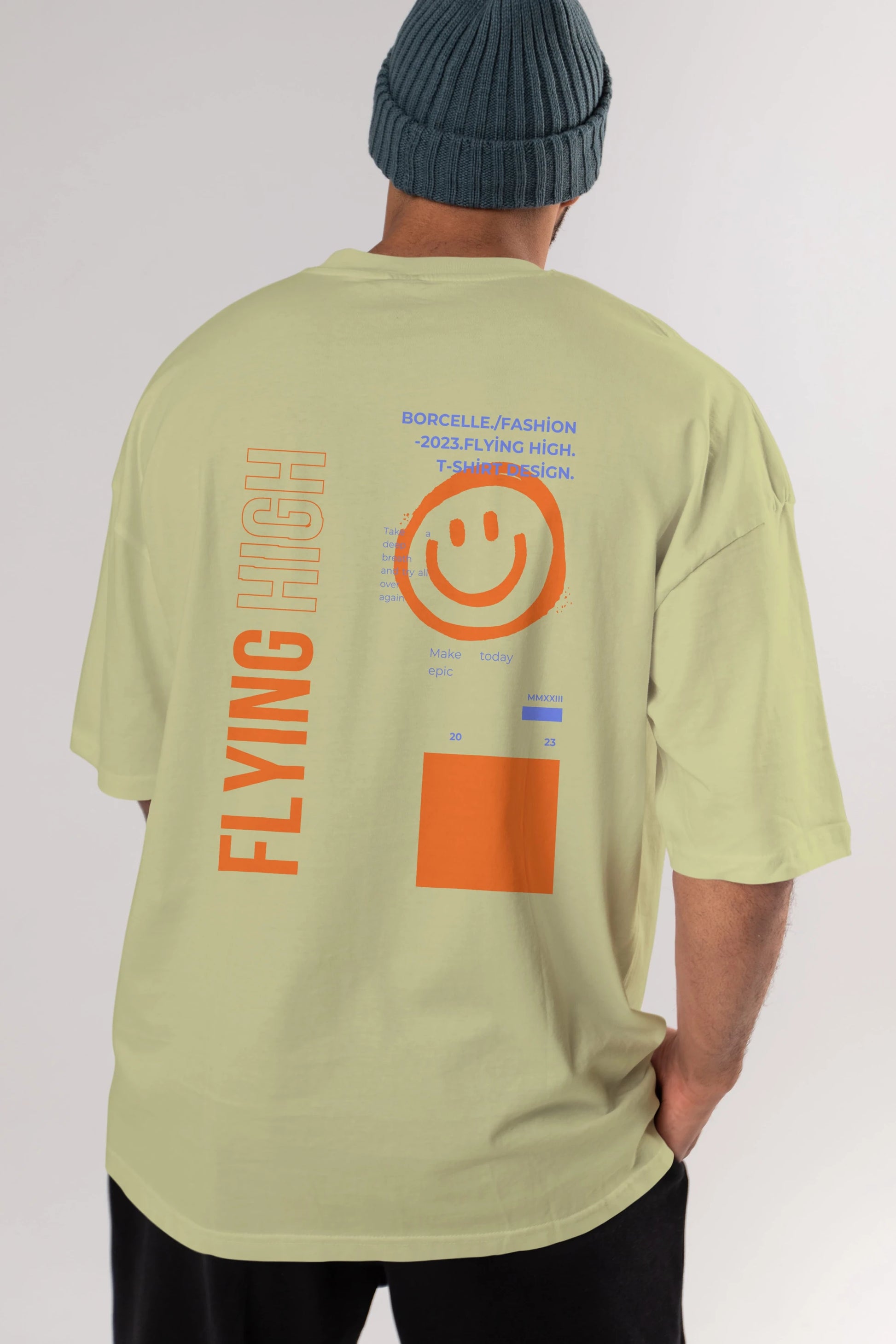 Flying High Yazılı Arka Baskılı Oversize t-shirt Erkek Kadın Unisex