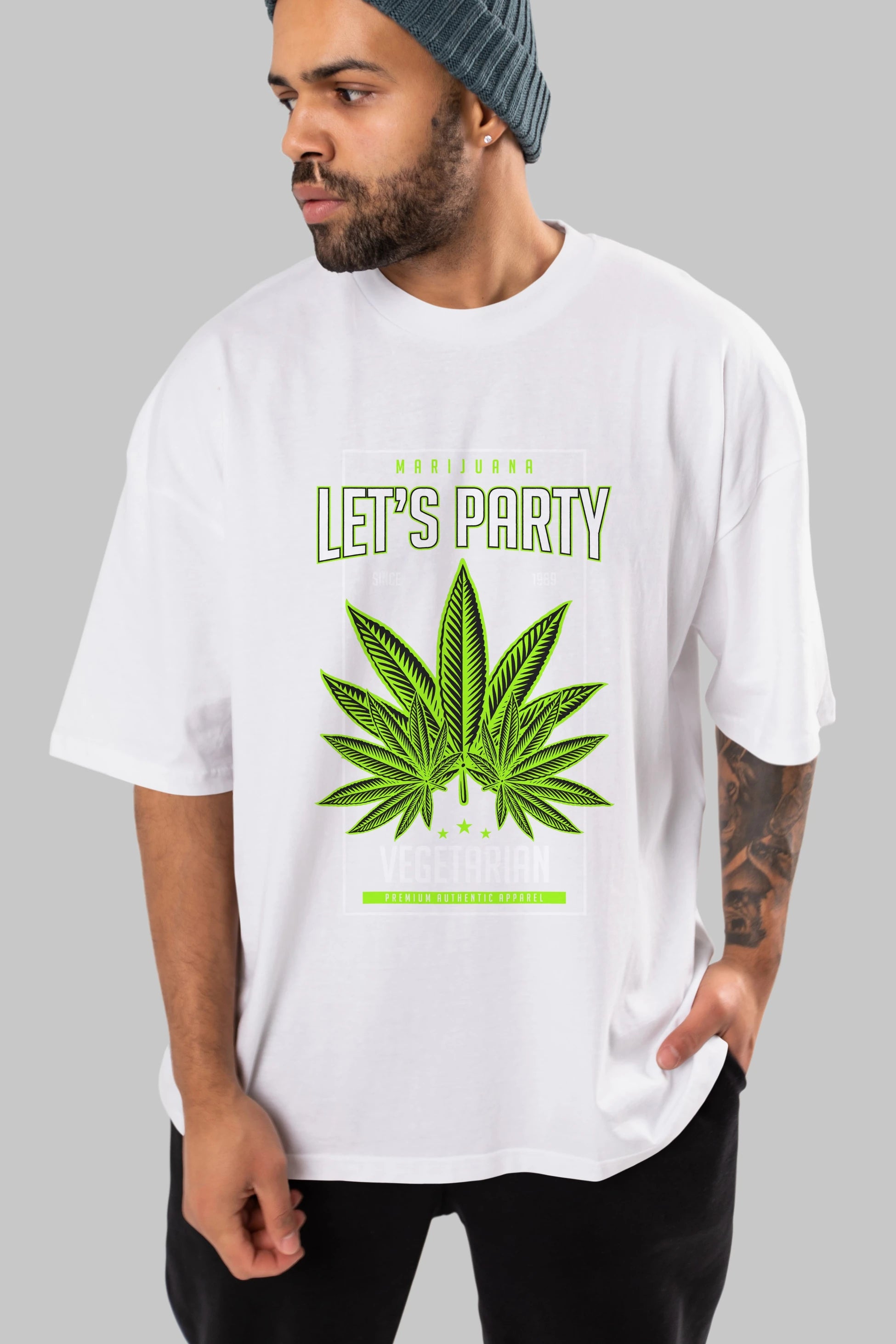 Lets Party Ön Baskılı Oversize t-shirt Erkek Kadın Unisex