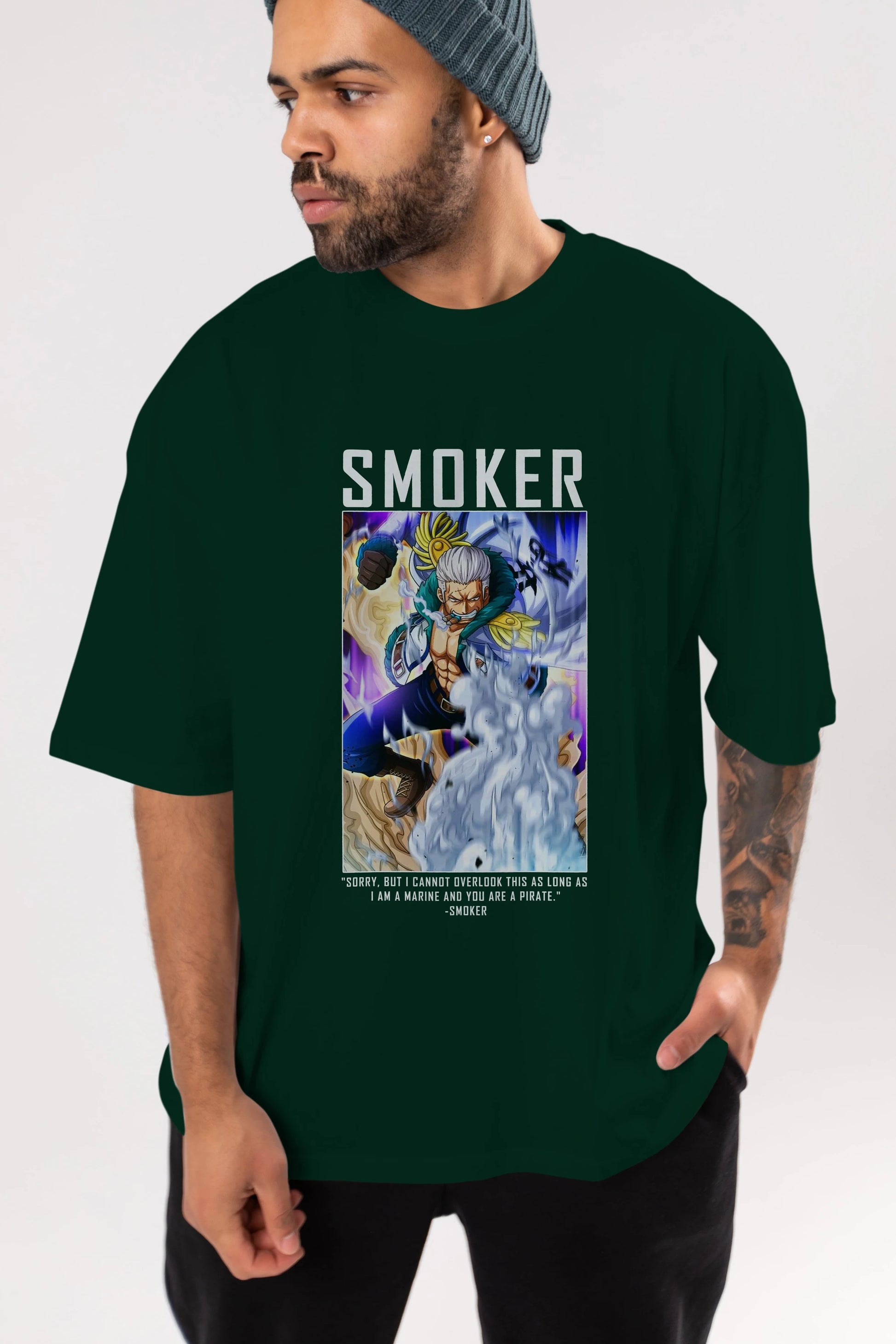 Smoker Anime Ön Baskılı Oversize t-shirt Erkek Kadın Unisex