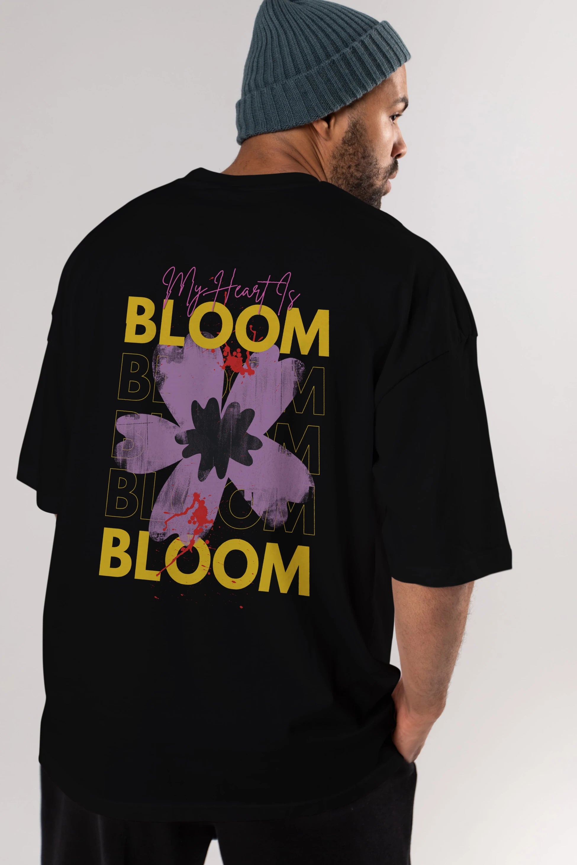Bloom Yazılı Arka Baskılı Oversize t-shirt Erkek Kadın Unisex