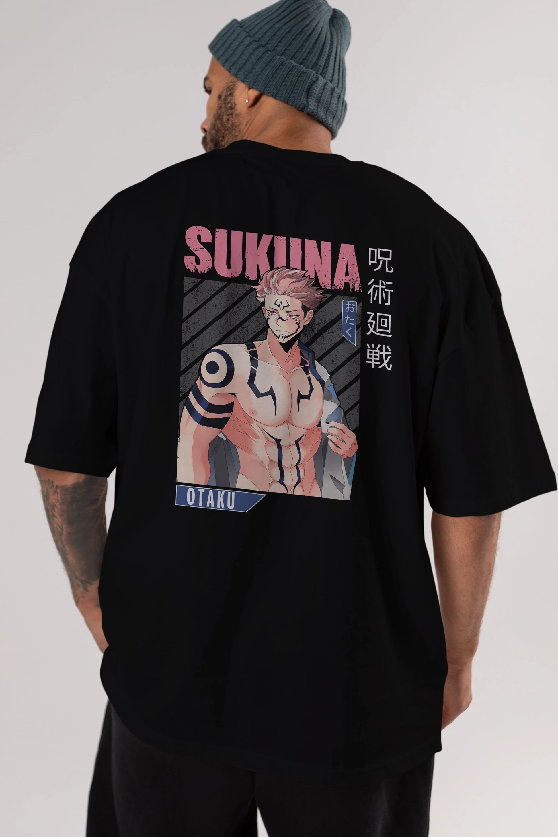 Sukuna Ryoumen 1 Anime Arka Baskılı Oversize t-shirt Erkek Kadın Unisex