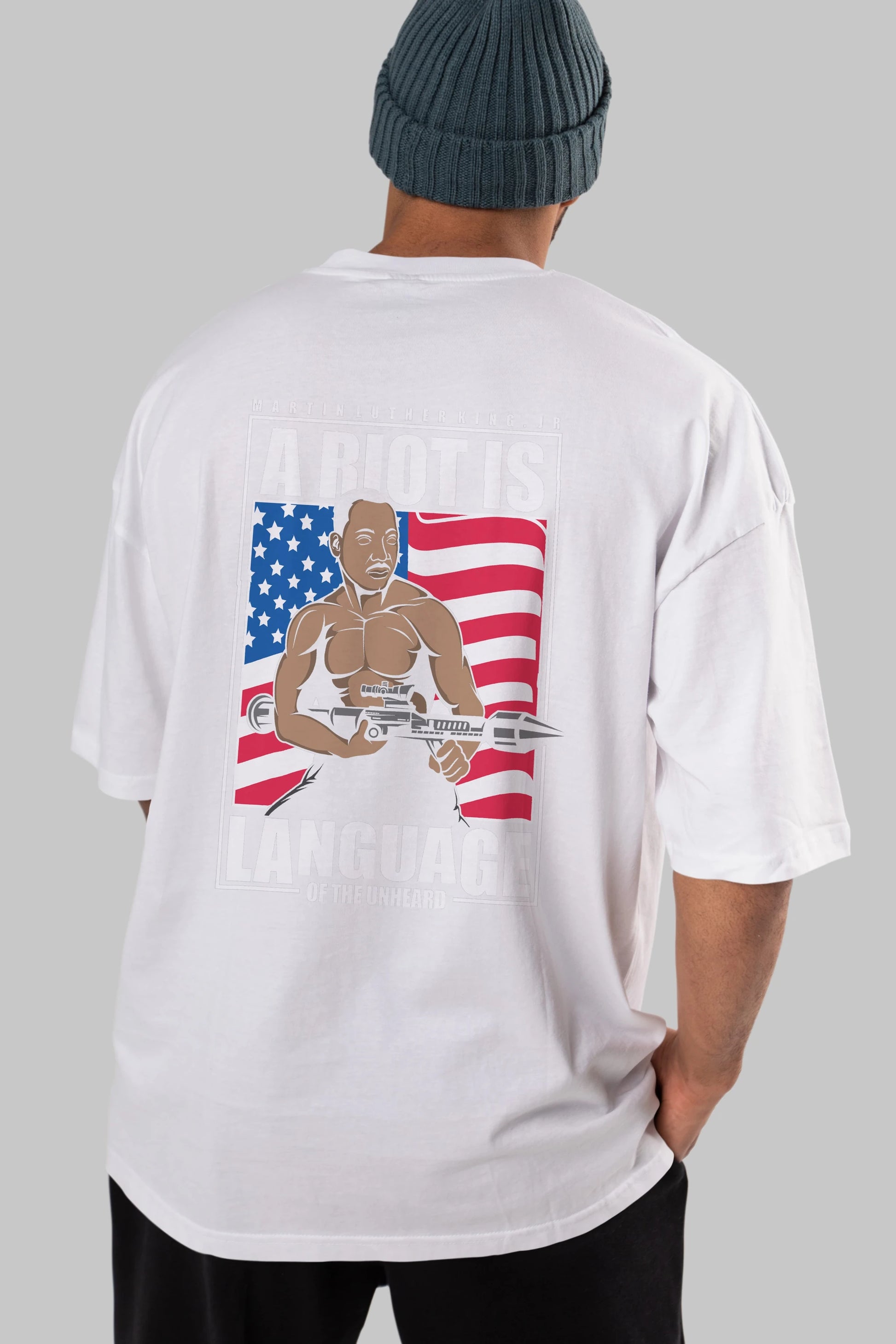 Luther King Jr Rambo Arka Baskılı Oversize t-shirt Erkek Kadın Unisex %100 Pamuk tişort