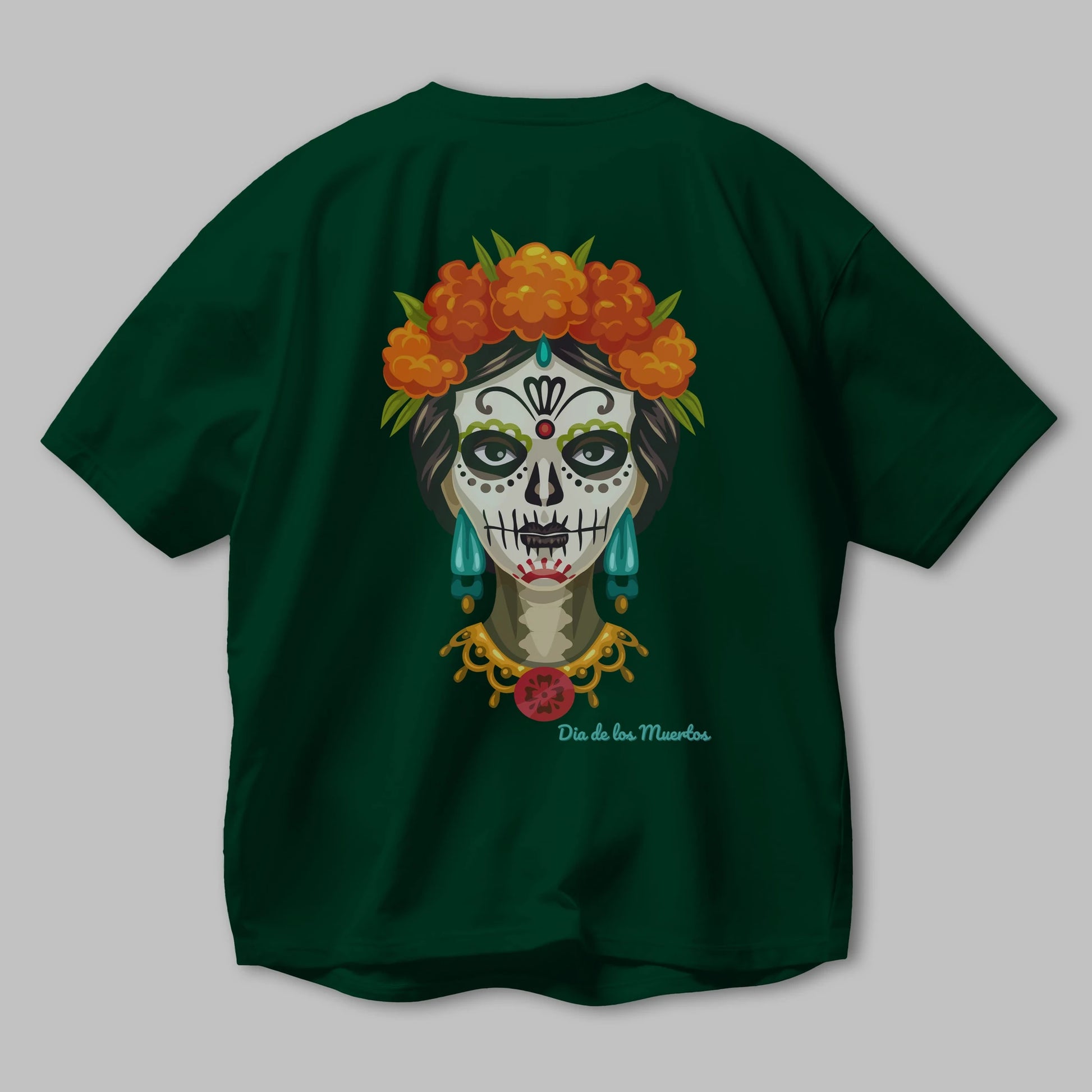Dia de los Muertos 2 Arka Baskılı Oversize t-shirt Erkek Kadın Unisex