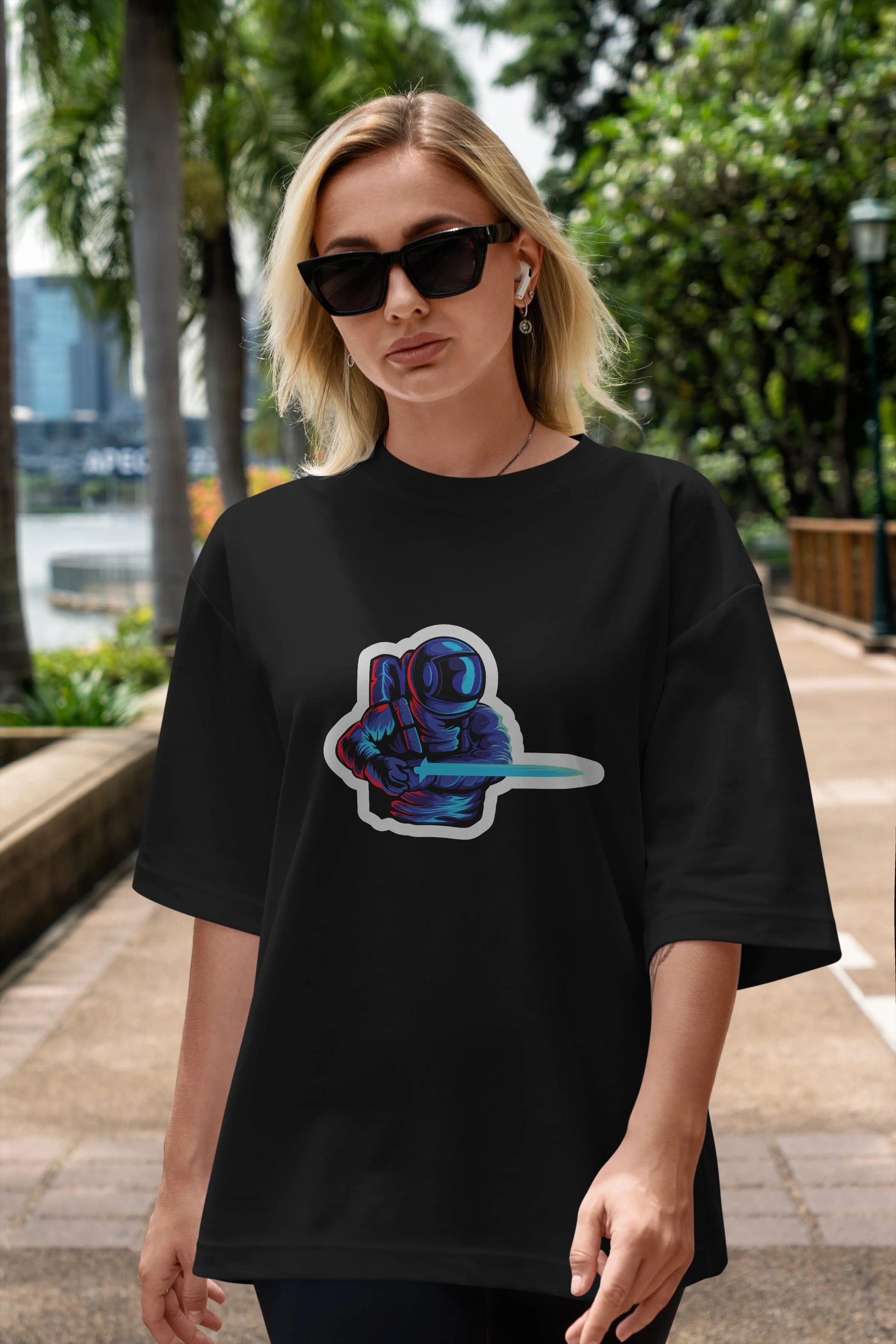 Astro Knight Sticker Ön Baskılı Oversize t-shirt Erkek Kadın Unisex