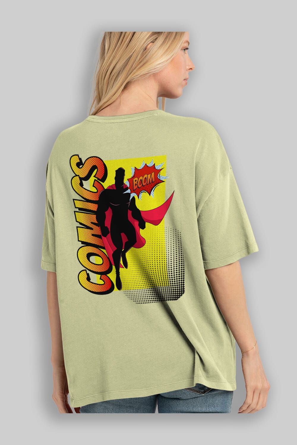 Comics Boom Arka Baskılı Oversize t-shirt Erkek Kadın Unisex