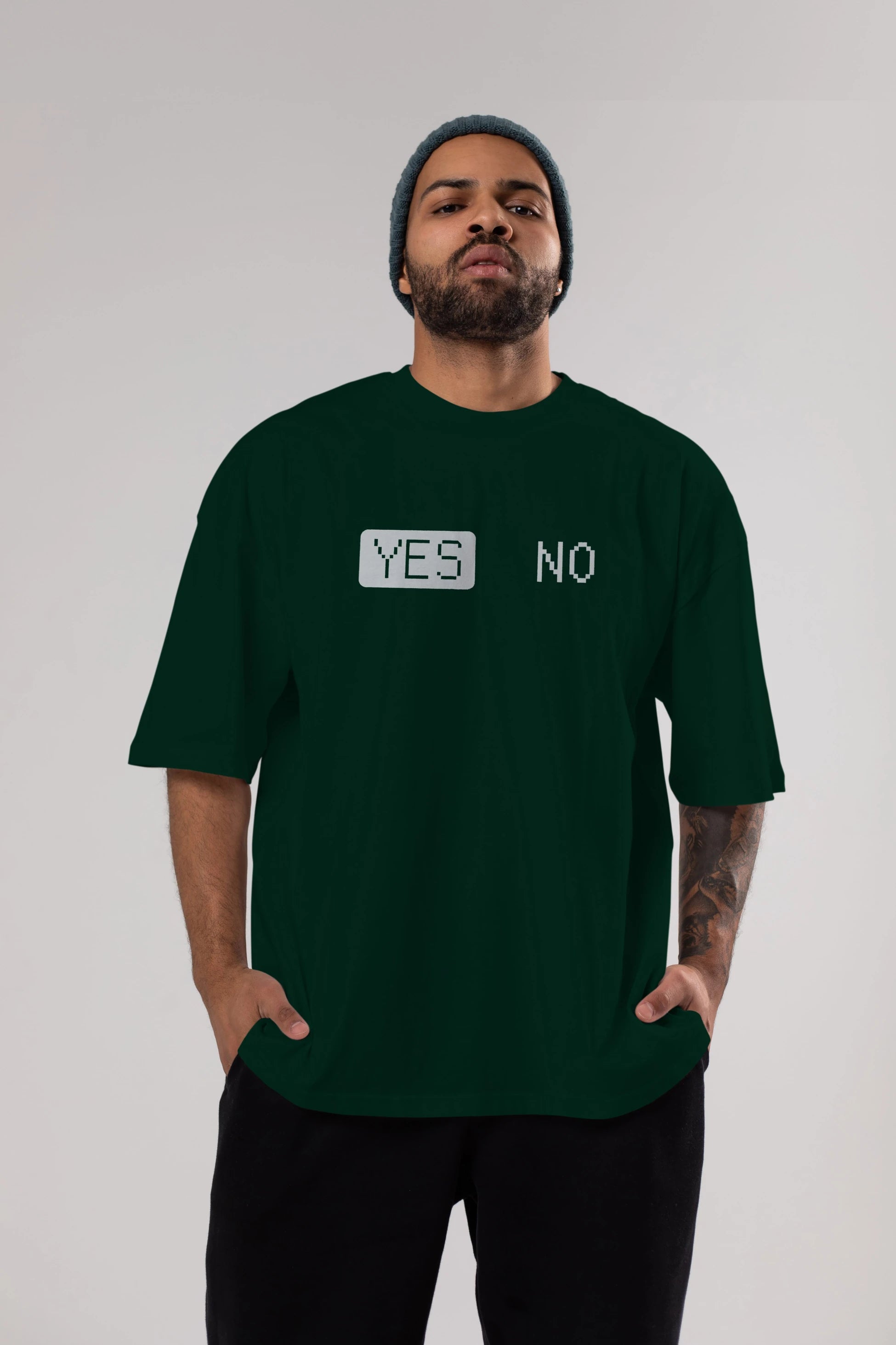 Yes No Ön Baskılı Oversize t-shirt %100 pamuk Erkek Kadın Unisex