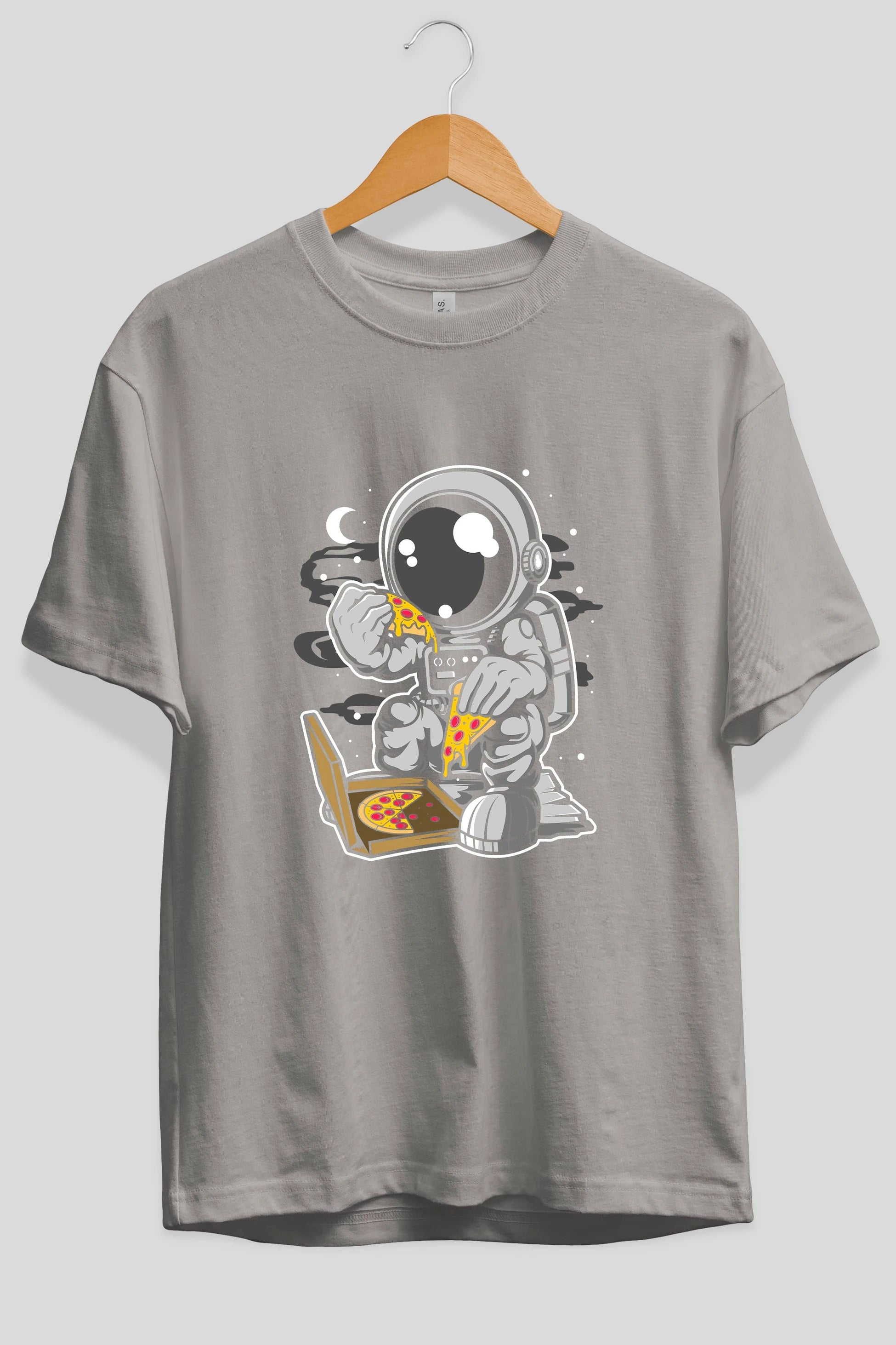 Astronaut Pizza Ön Baskılı Oversize t-shirt Erkek Kadın Unisex