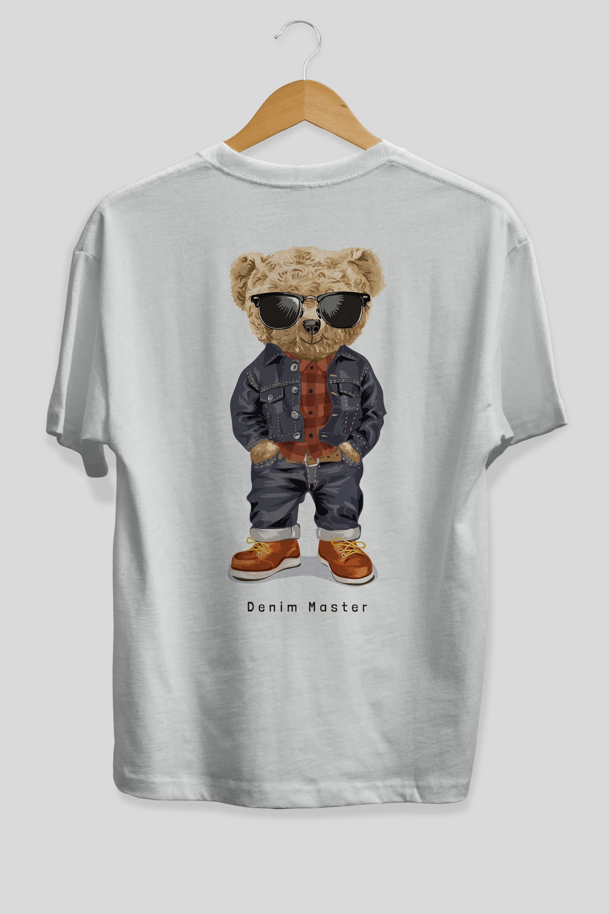 Teddy Bear Tarz Arka Baskılı Oversize t-shirt Erkek Kadın Unisex %100 Pamuk