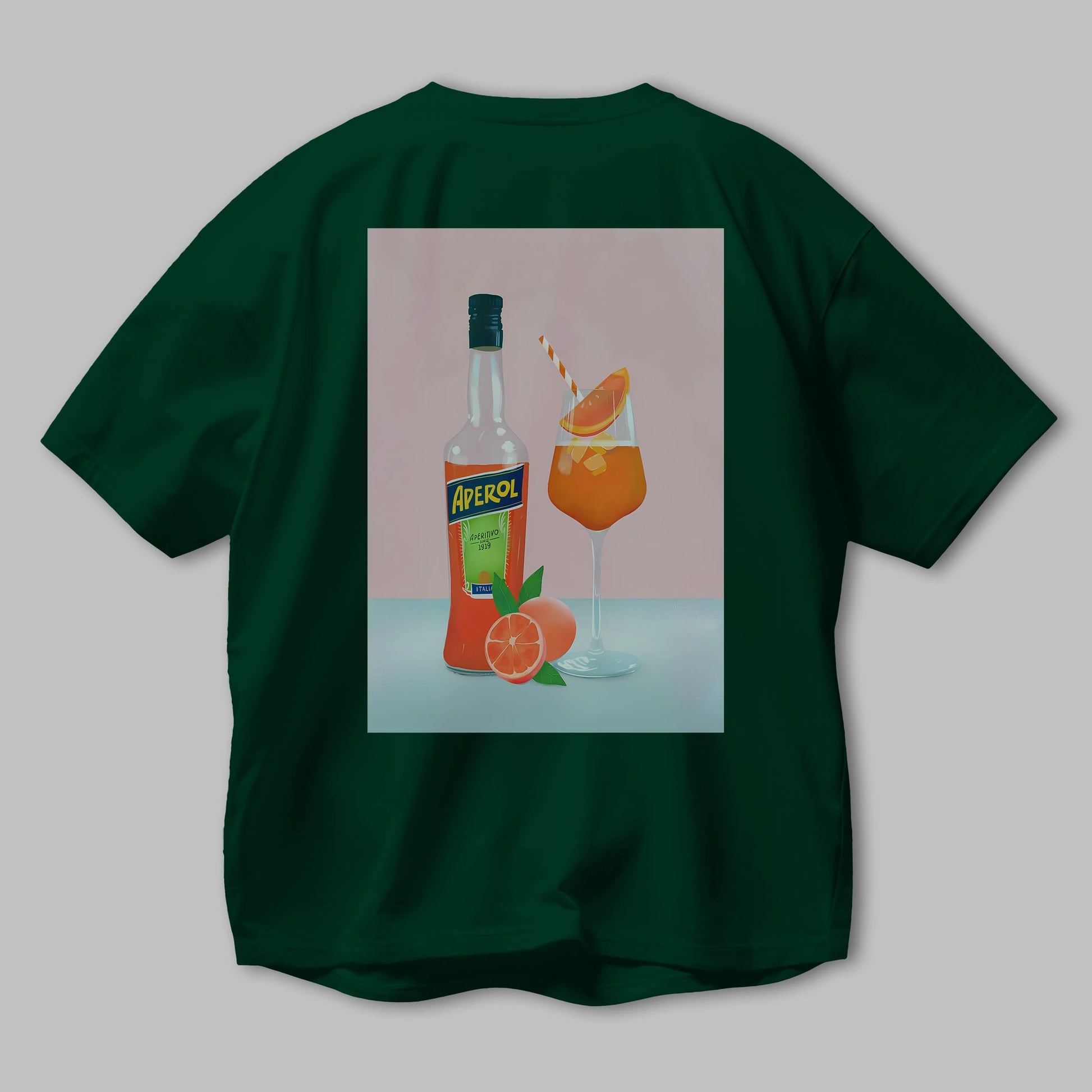 Aperol Spritz 3 Arka Baskılı Oversize t-shirt Erkek Kadın Unisex %100 Pamuk Bisiklet Yaka tişort