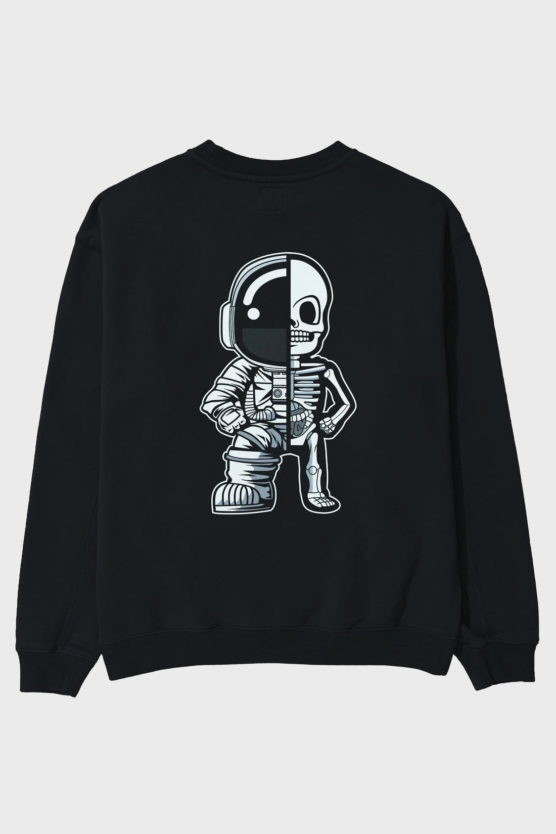 Astronaut Half Skeleton Arka Baskılı Oversize Sweatshirt Erkek Kadın Unisex