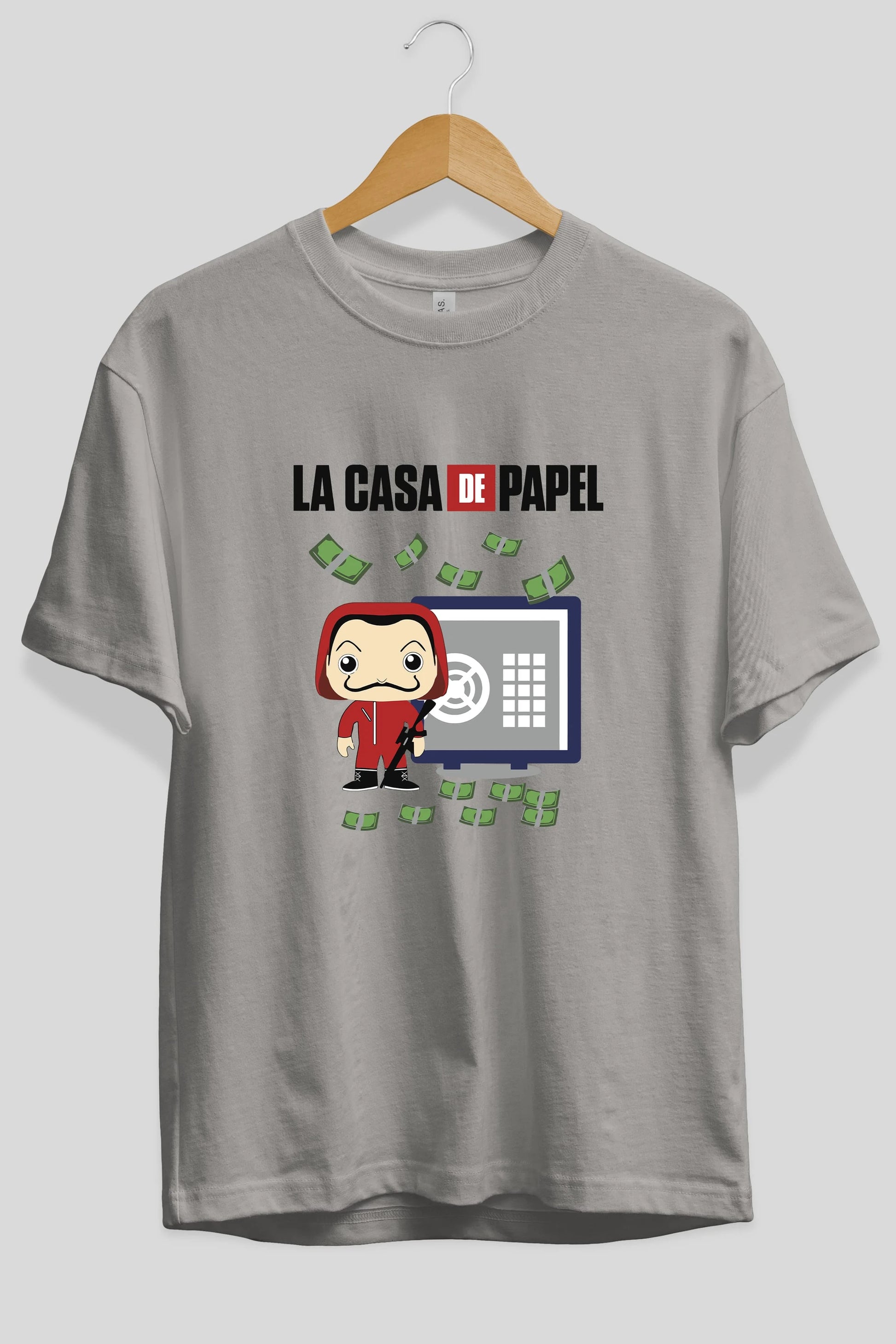 La Casa De Papel (4) Ön Baskılı Oversize t-shirt Erkek Kadın Unisex %100 Pamuk Bisiklet Yaka tişort