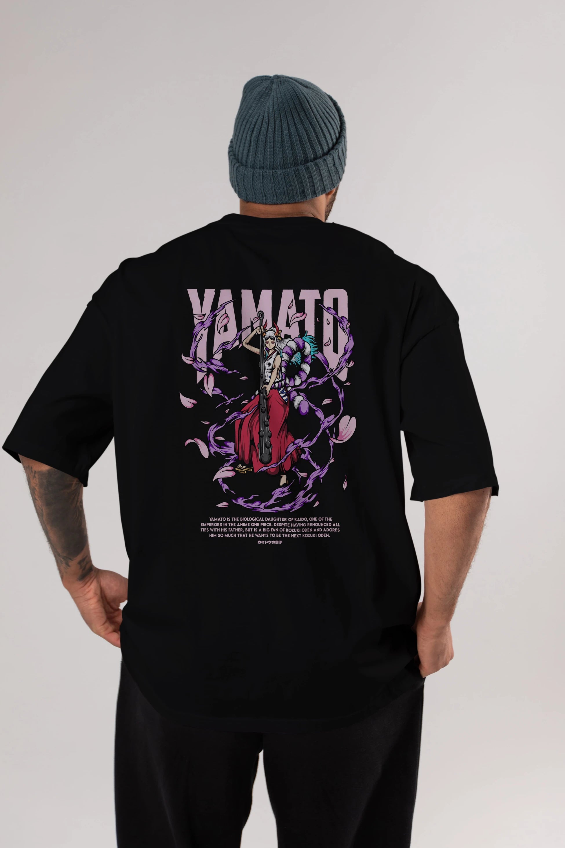 Yamato Anime Arka Baskılı Oversize t-shirt Erkek Kadın Unisex
