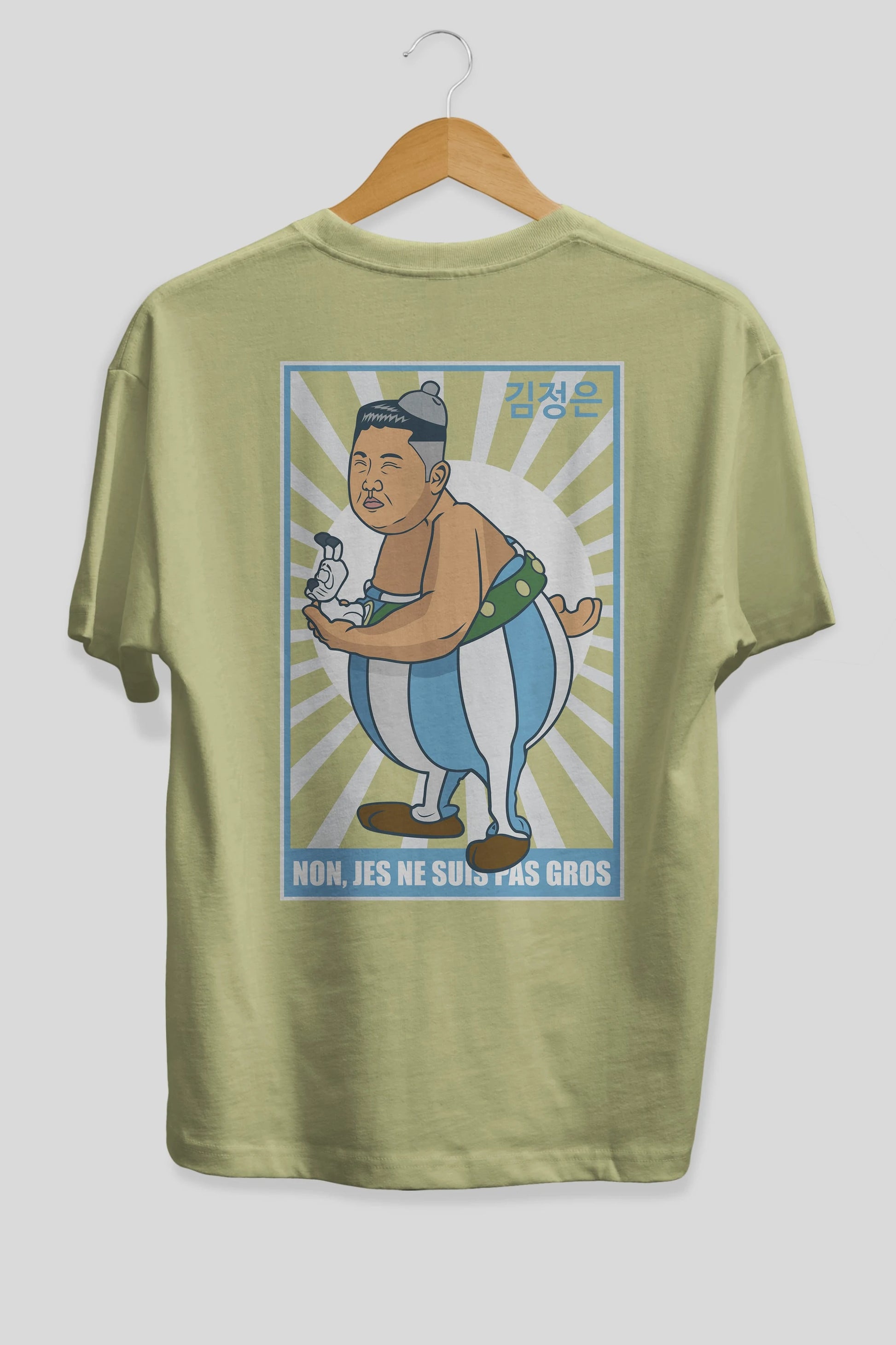 Obelix Jong Un Arka Baskılı Oversize t-shirt Erkek Kadın Unisex %100 Pamuk tişort