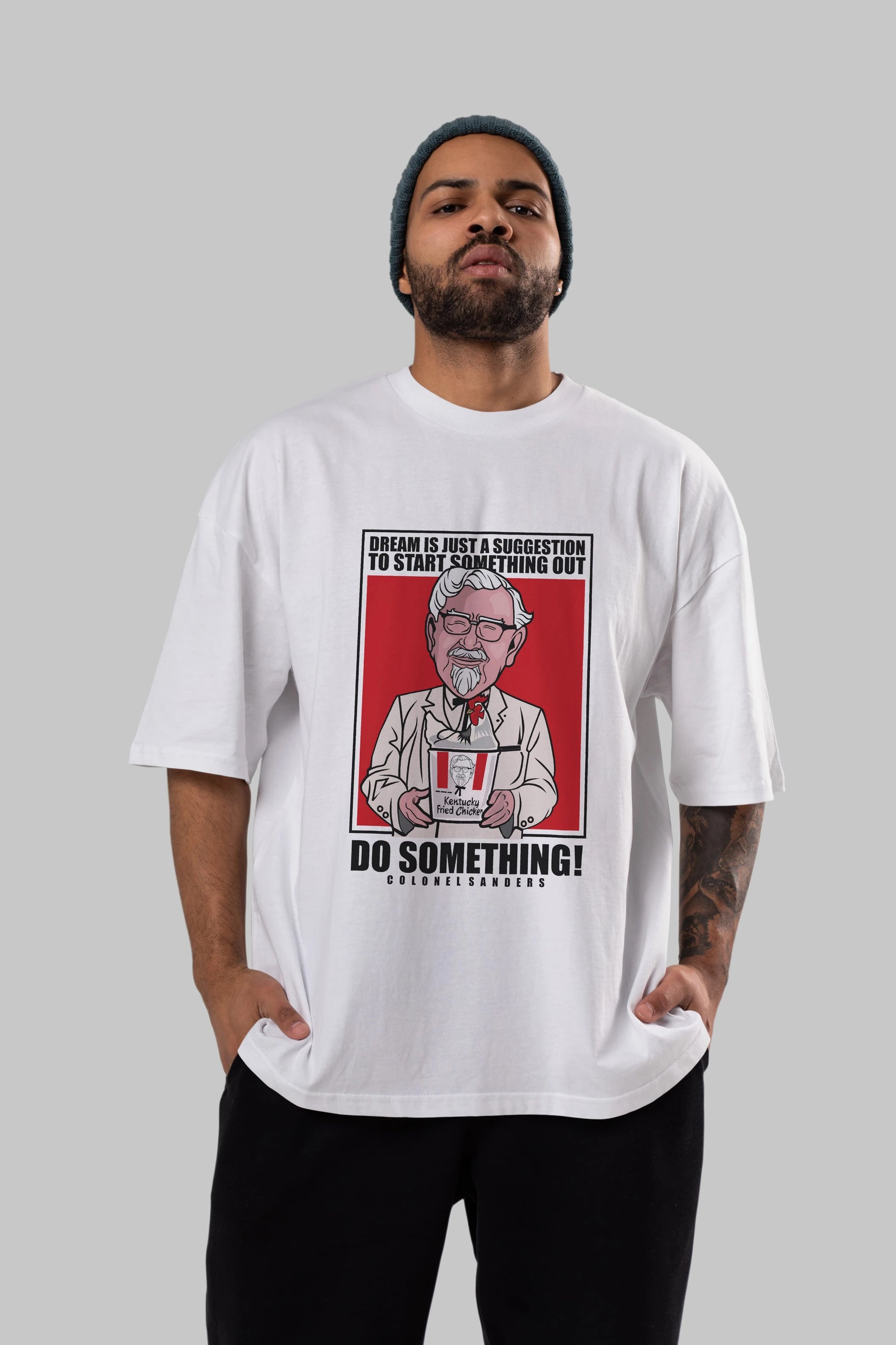 Colonel Sanders Ön Baskılı Oversize t-shirt Erkek Kadın Unisex %100 Pamuk tişort