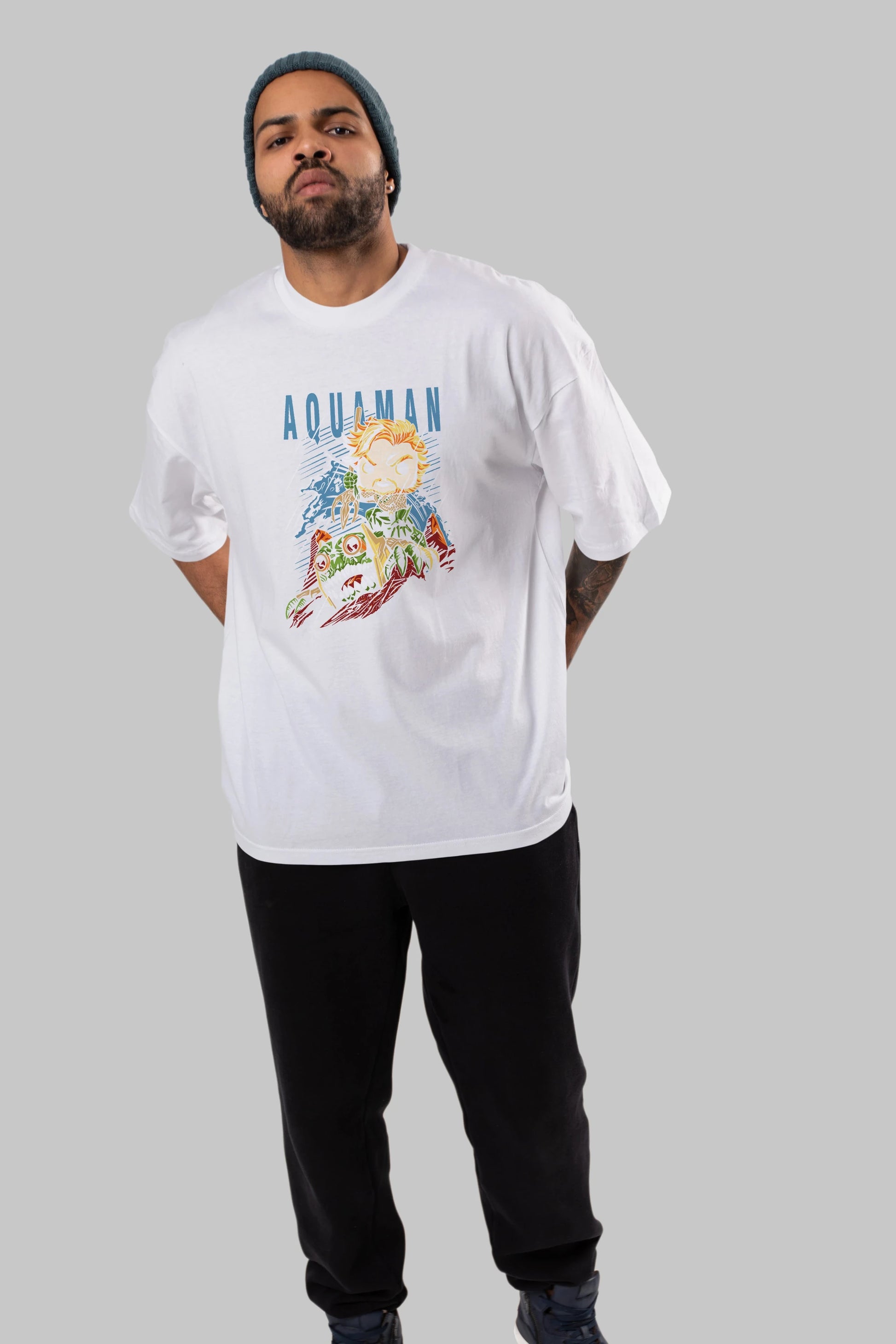 Aquaman Ön Baskılı Oversize t-shirt Erkek Kadın Unisex %100 Pamuk Bisiklet Yaka tişort