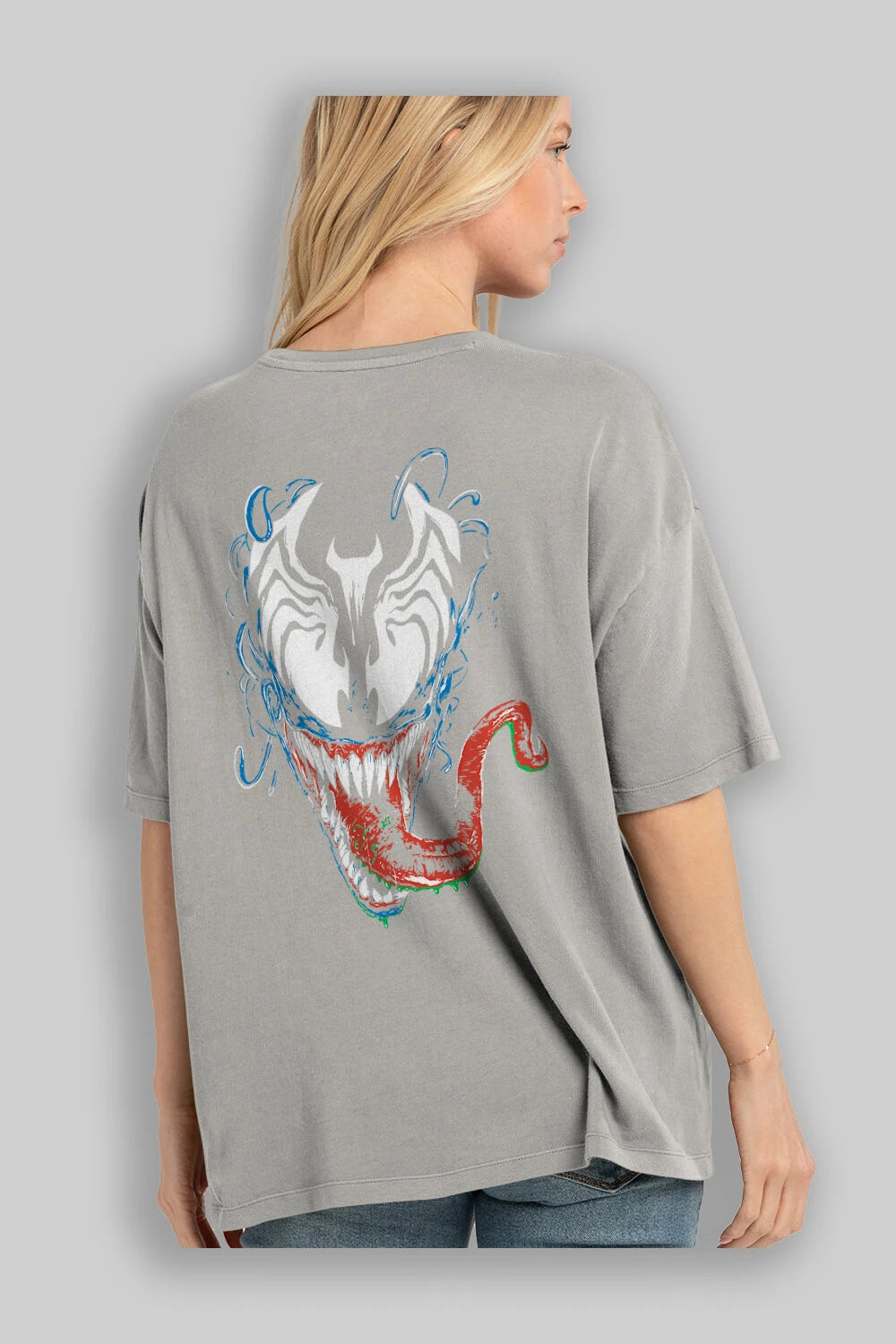 Venom (2) Arka Baskılı Oversize t-shirt Erkek Kadın Unisex %100 Pamuk Bisiklet Yaka tişort