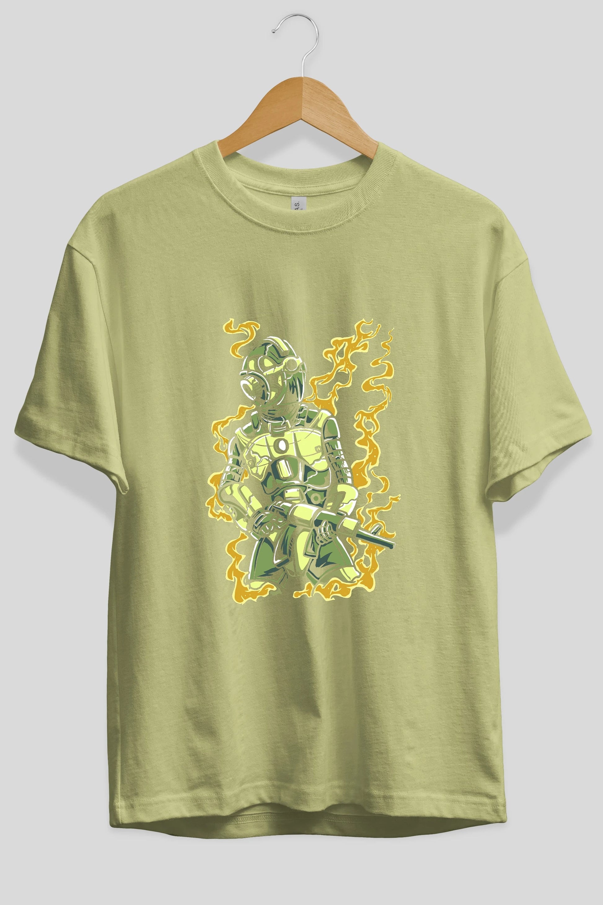 Robot Soldier Ön Baskılı Oversize t-shirt Erkek Kadın Unisex %100 Pamuk tişort