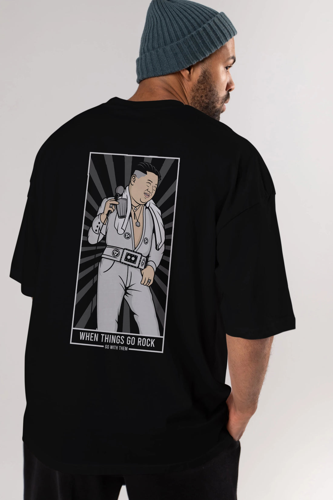 Kim Elvis Arka Baskılı Oversize t-shirt Erkek Kadın Unisex %100 Pamuk tişort