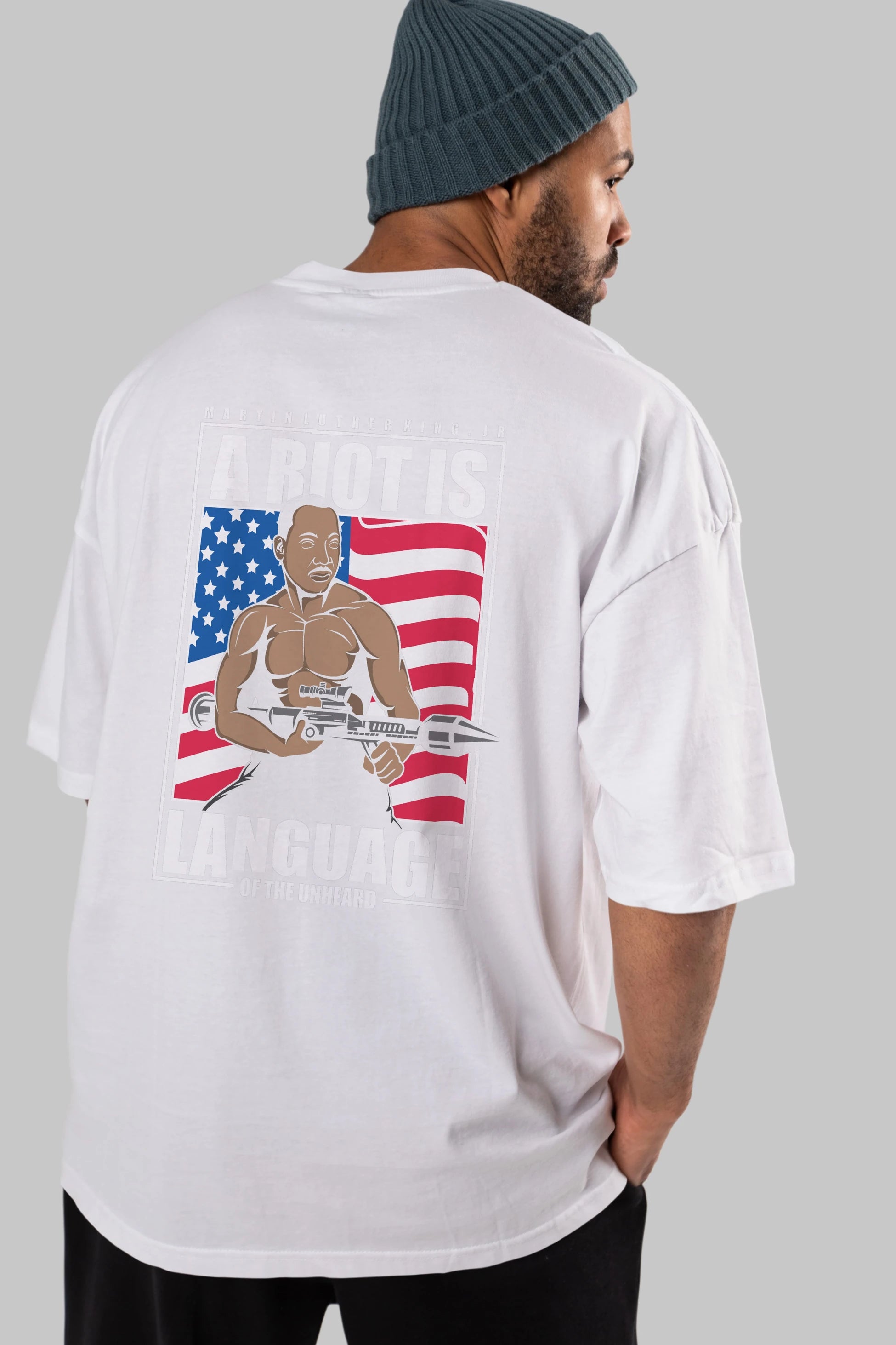Luther King Jr Rambo Arka Baskılı Oversize t-shirt Erkek Kadın Unisex %100 Pamuk tişort