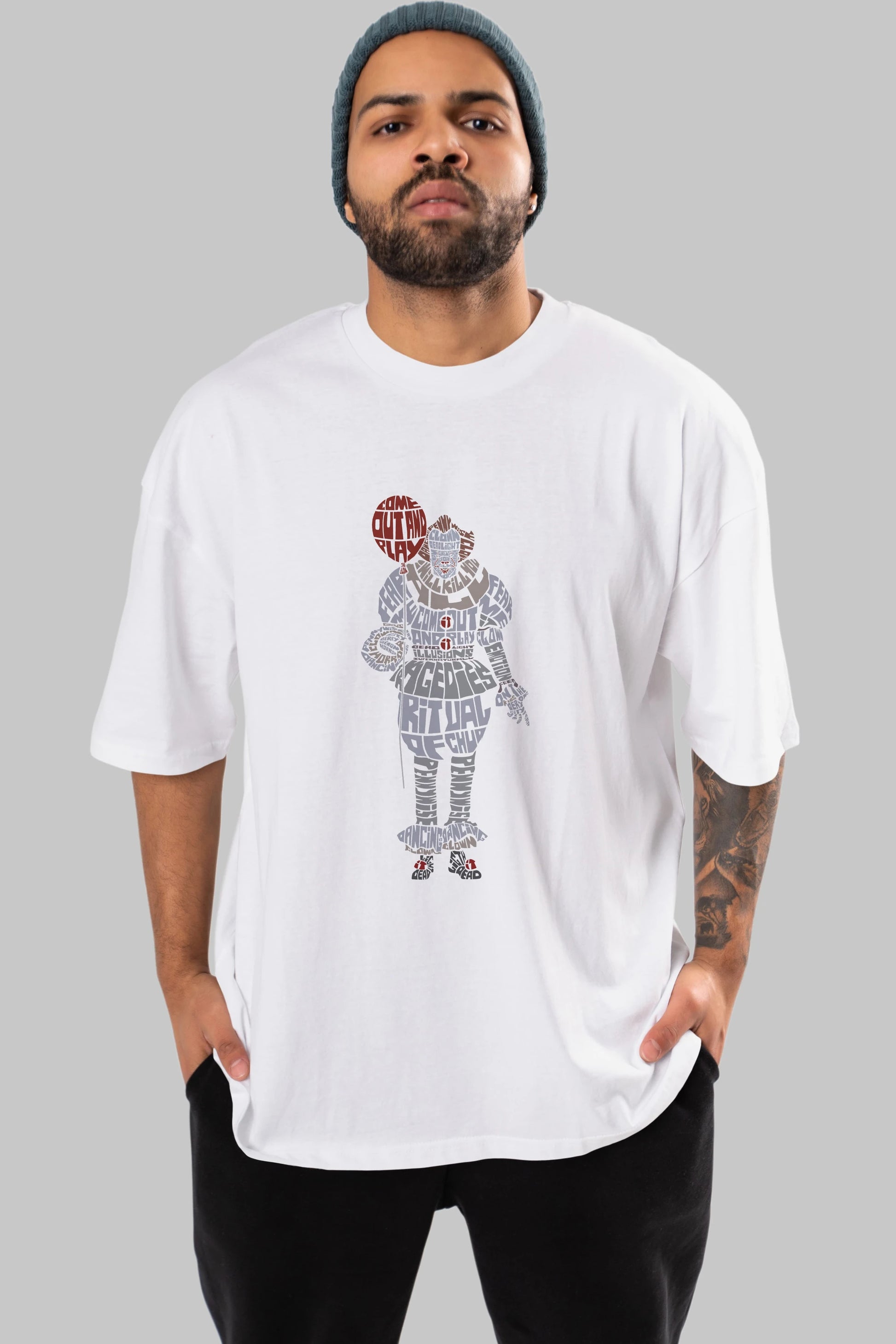 It Ön Baskılı Oversize t-shirt %100 pamuk Erkek Kadın Unisex